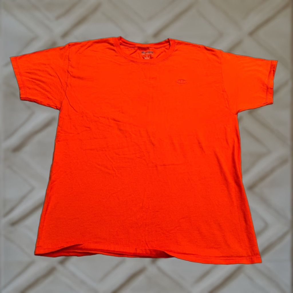 Champion Champion Shirt Mens Large Orange Logo T-Shirt Cotton Crew Neck Activewear Casual Sports Mens L Orange Logo Size US L / EU 52-54 / 3 - 1 Thumbnail