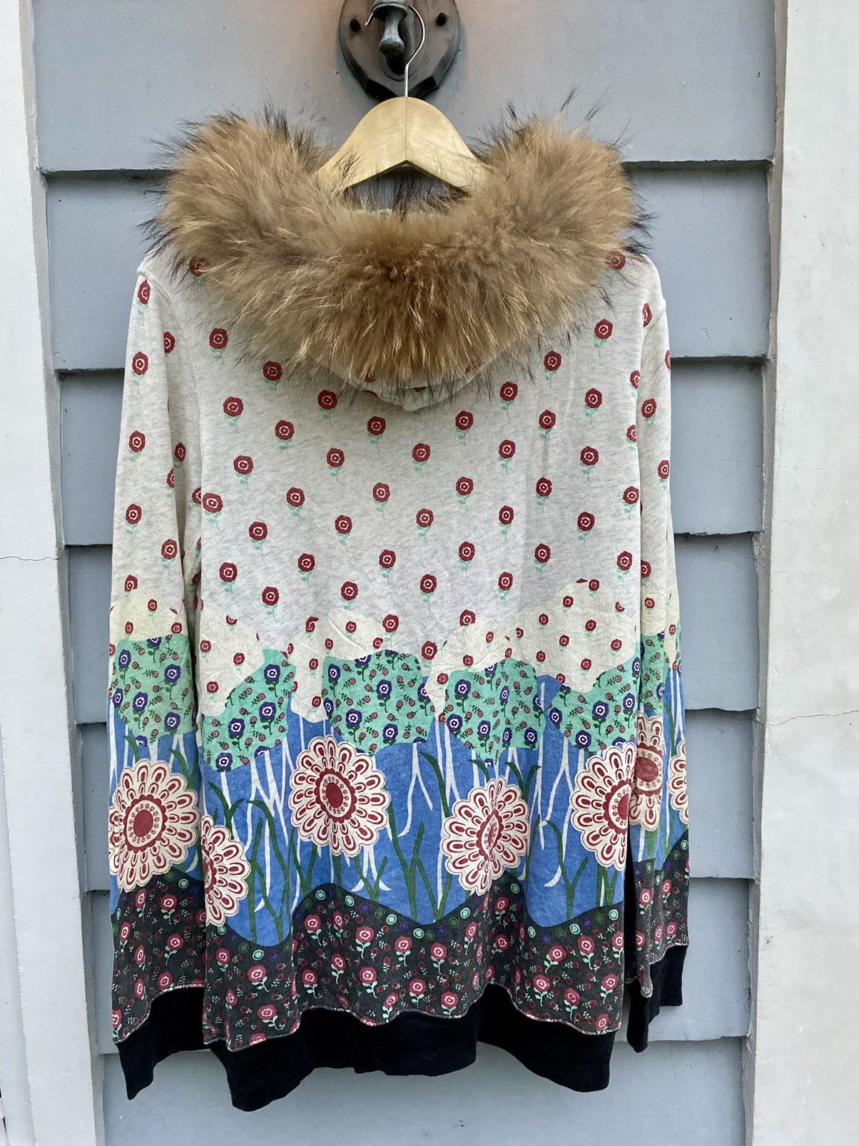 Japanese Brand Scolar Bohemian Japanese Floral All Over Hoodie With Fur Size US M / EU 48-50 / 2 - 2 Thumbnail