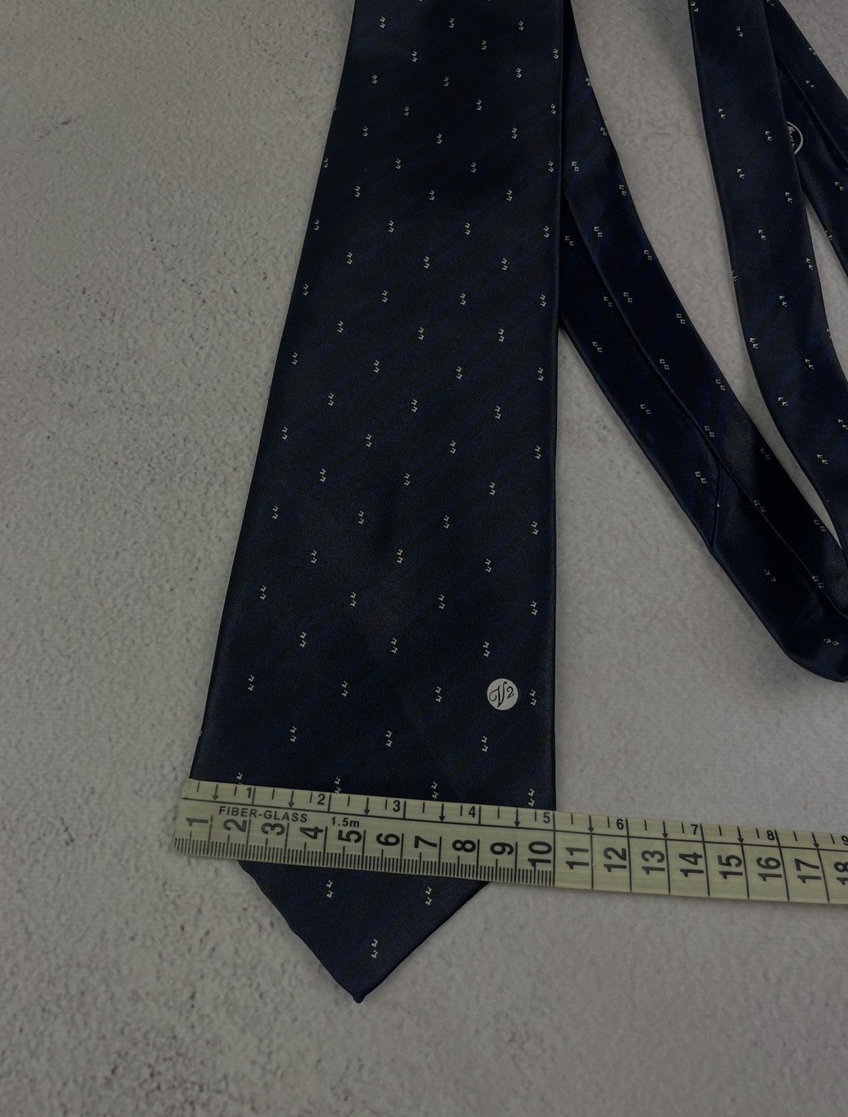 Versace Versace Classic V2 Silk Tie Navy Blue Striped Pattern Hand Size ONE SIZE - 8 Thumbnail