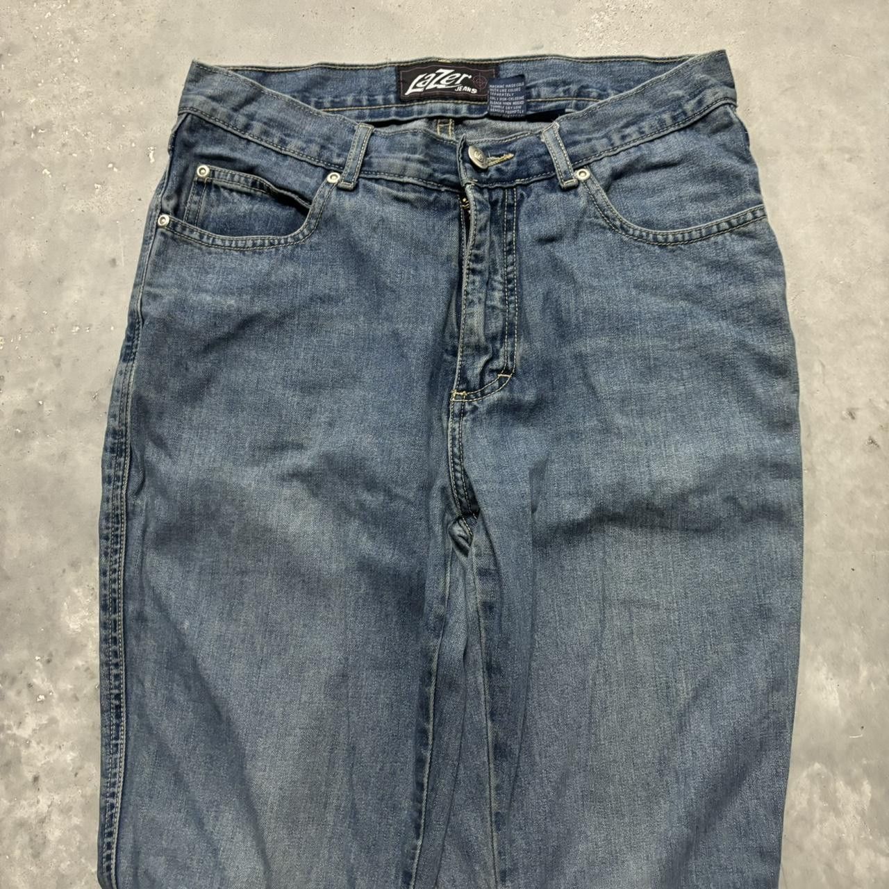 Japanese Brand × Vintage Crazy Vintage Y2K/2000s Cute Low Rise Medium Wash Lazer Flared Cargo Denim Jeans! Size 26" / US 2 / IT 38 - 2 Thumbnail