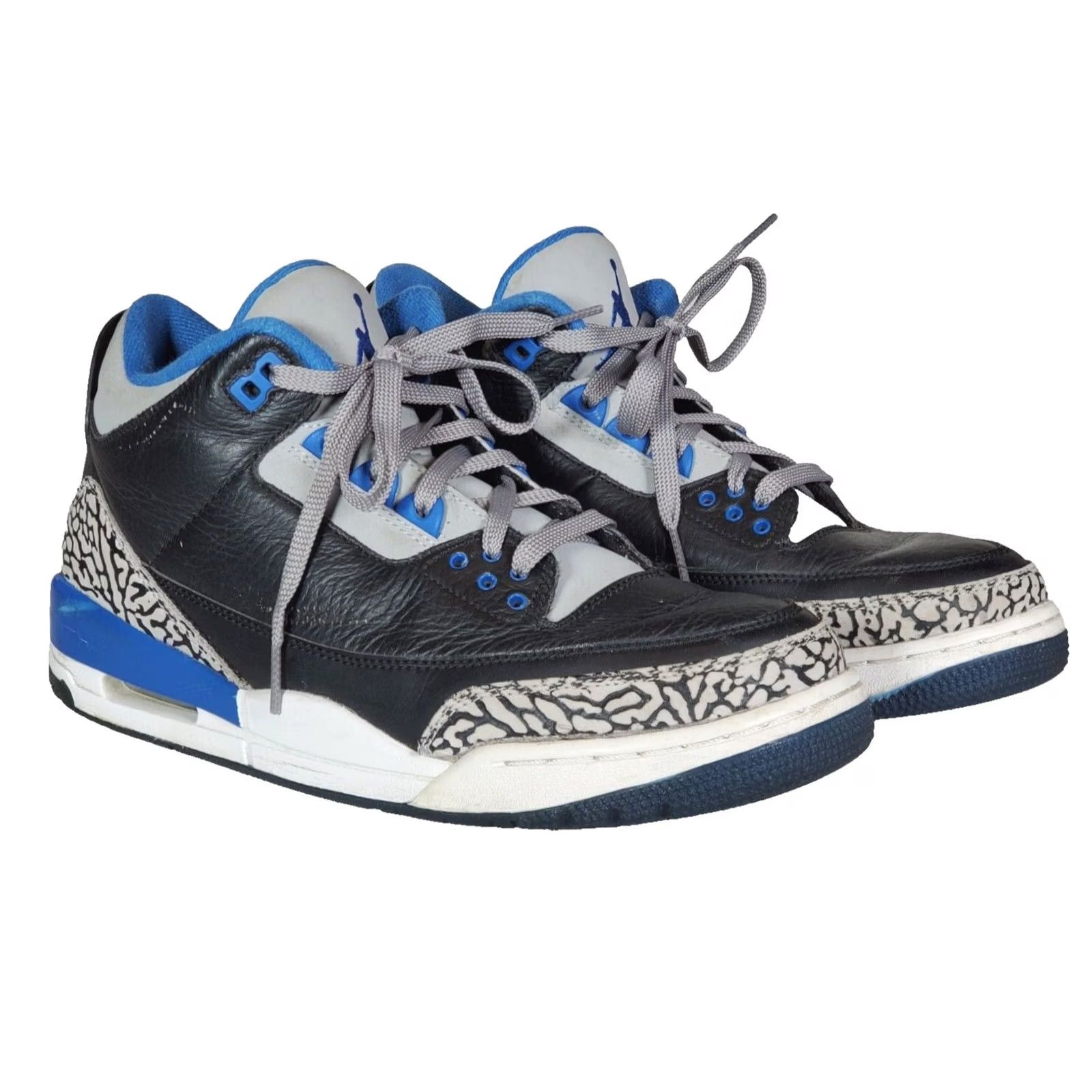 Jordan Brand Nike Air Jordan 3 Retro Black Sport Blue Wolf Gray 136064-007 Men’s US 9.5 Sneakers Size US 10 / EU 43 - 2 Thumbnail