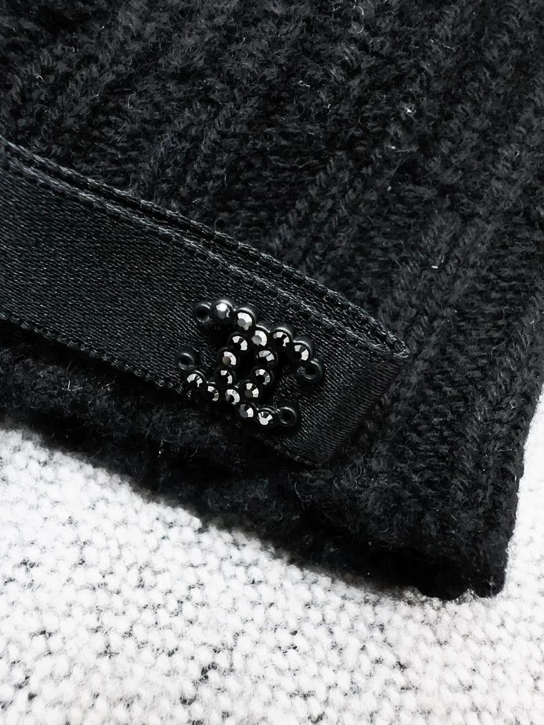 Chanel Chanel 24B popular black bow cashmere knitted cold hat Size ONE SIZE - 5 Thumbnail