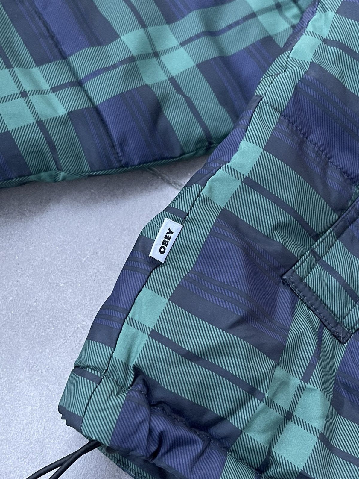 Obey Obey Small Logo Checkered Green Navy Puffer Jacket Size US S / EU 44-46 / 1 - 12 Thumbnail