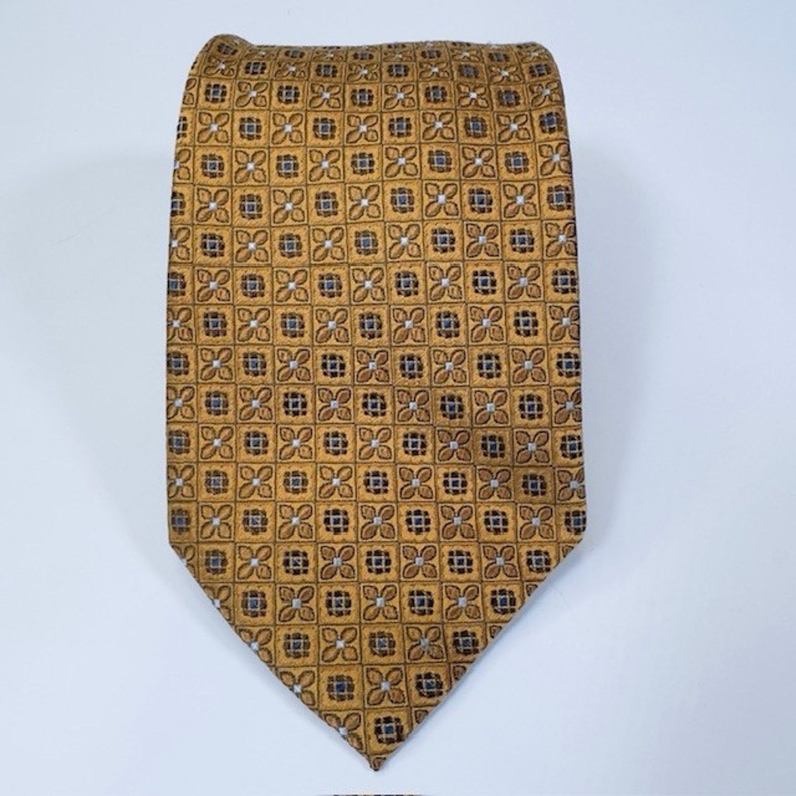 Other Eagle Neck Tie Silk Hand Made Gold Floral Geometric Corpcore Size ONE SIZE - 9 Thumbnail