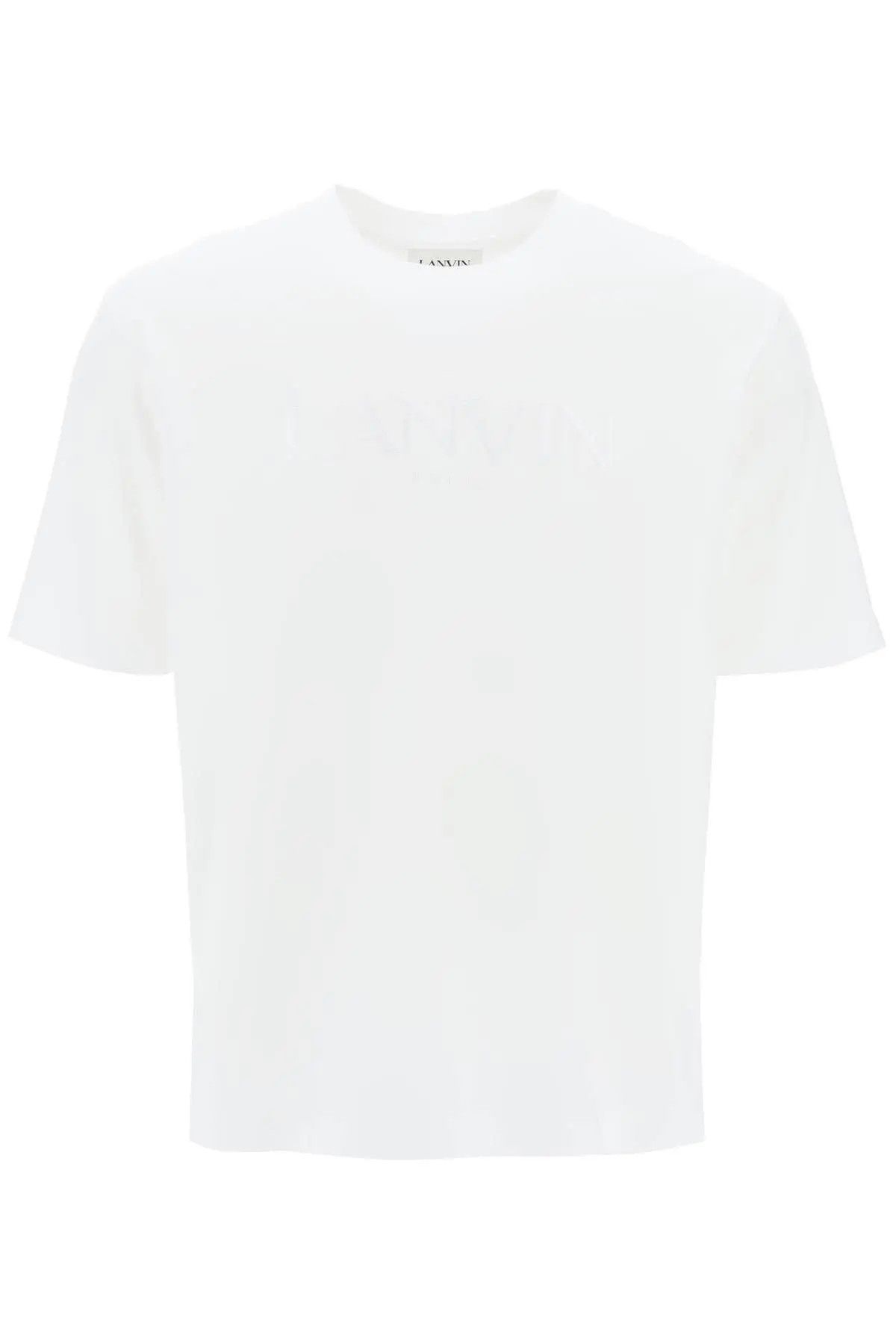 Image of Lanvin O1S22I1N0324 Embroidered Logo T-Shirt In White, Men's (Size XL)