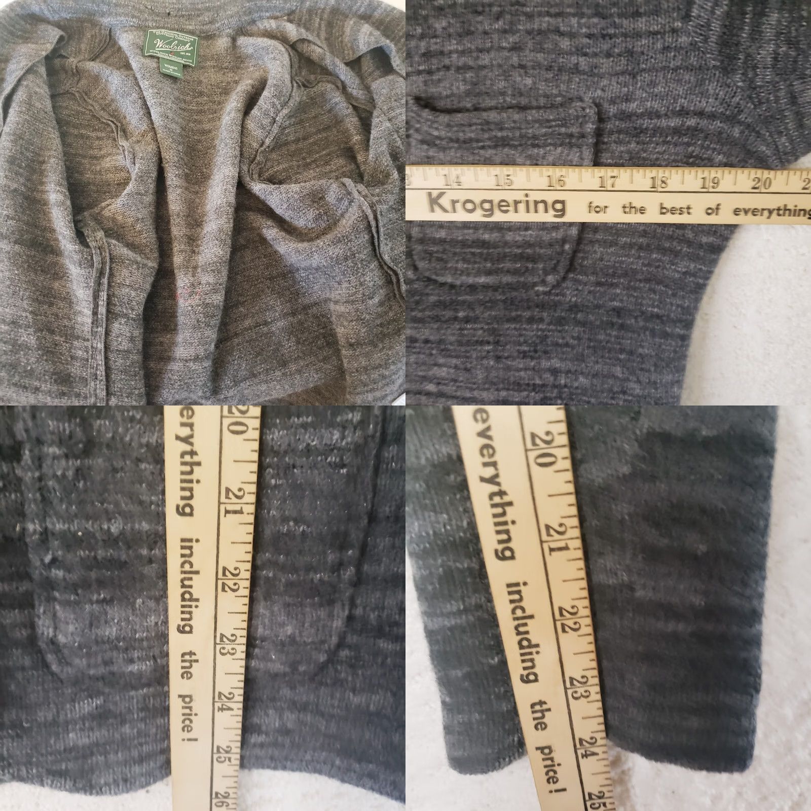 Vintage Woolrich Cardigan Sweater Wool Knit Heathered Gray Long Sleeve Crew Neck Pockets Vintage Womens M Wool Mix Size M / US 6-8 / IT 42-44 - 9 Thumbnail