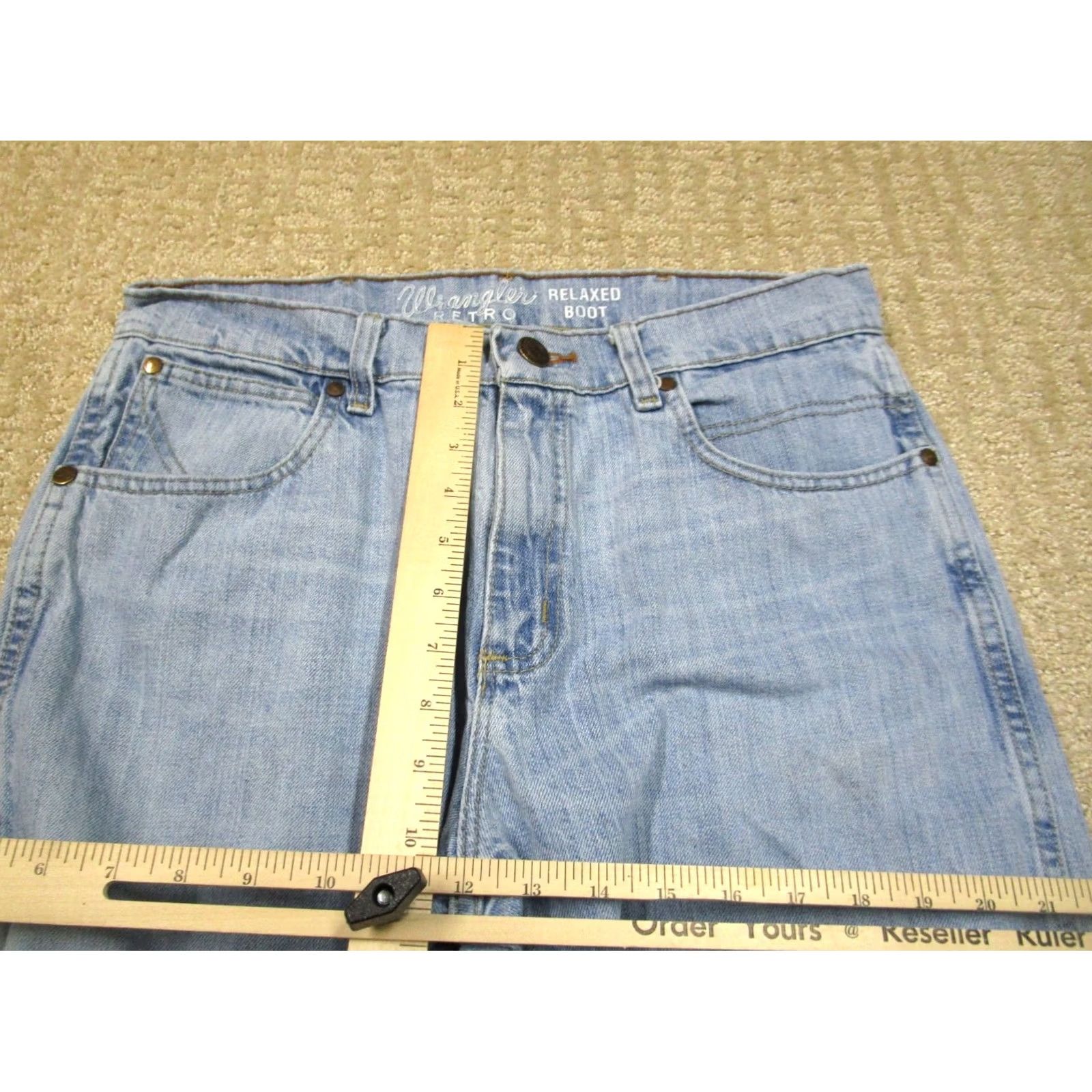 Wrangler Wrangler Retro Jeans Men 31x34 Blue Bootcut Western Pants Light Wash Distressed Jeans Size US 31 - 6 Thumbnail