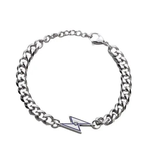 Jewelry Silver Chain Lightning Bolt Bracelet, Chunky Link Bracelet Size ONE SIZE - 4 Thumbnail