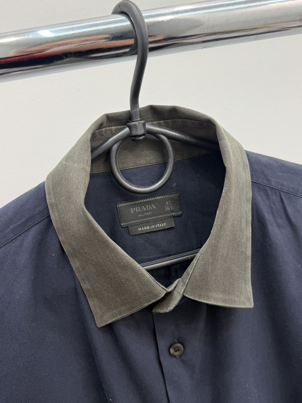 Prada Prada Two Tone Cotton Button Up Shirt Size US L / EU 52-54 / 3 - 4 Thumbnail