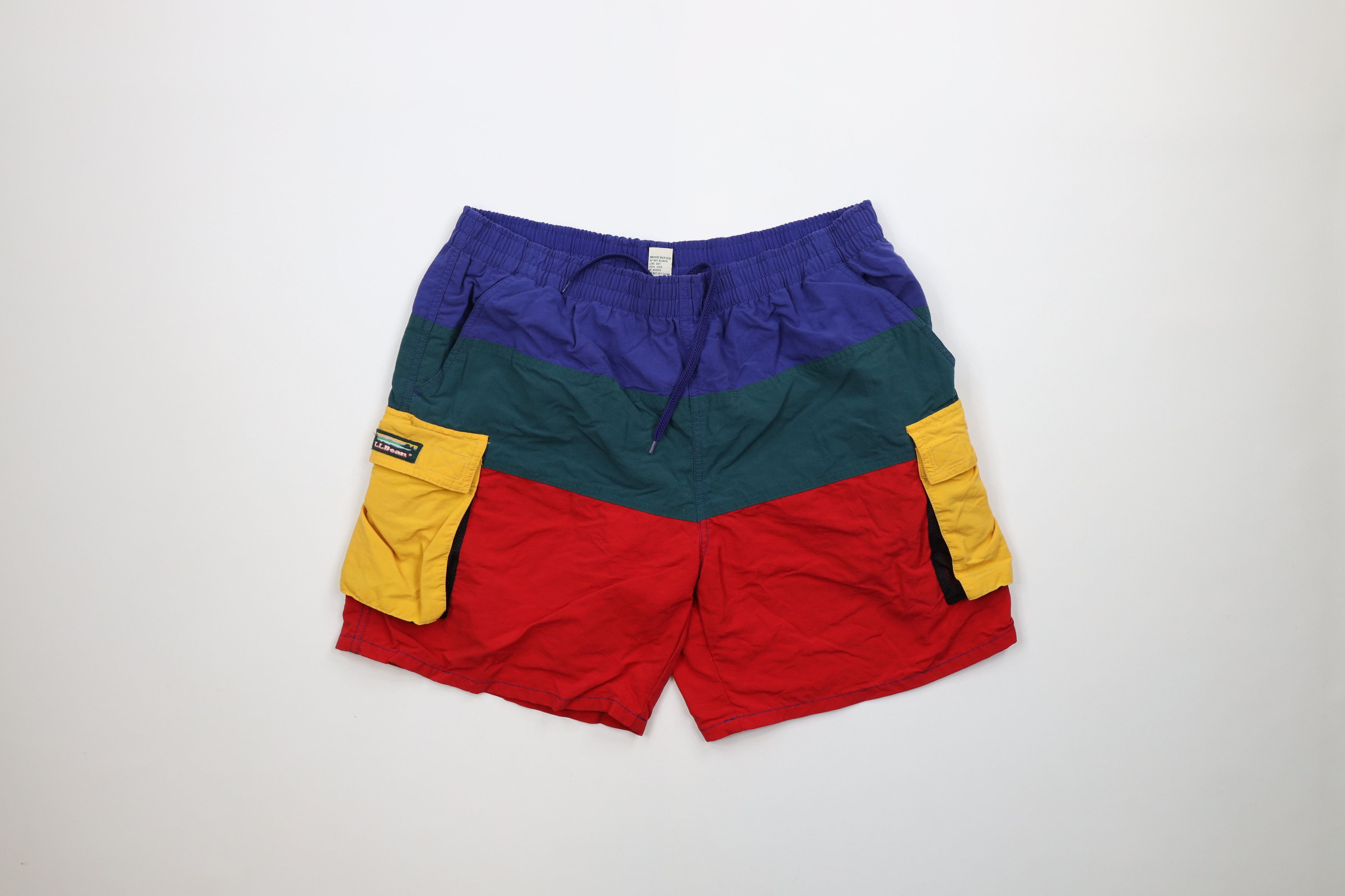 L.L. Bean × Vintage Vintage 90s LL Bean Out Rainbow Striped Lined Cargo Shorts Size US 34 / EU 50 - 1 Thumbnail
