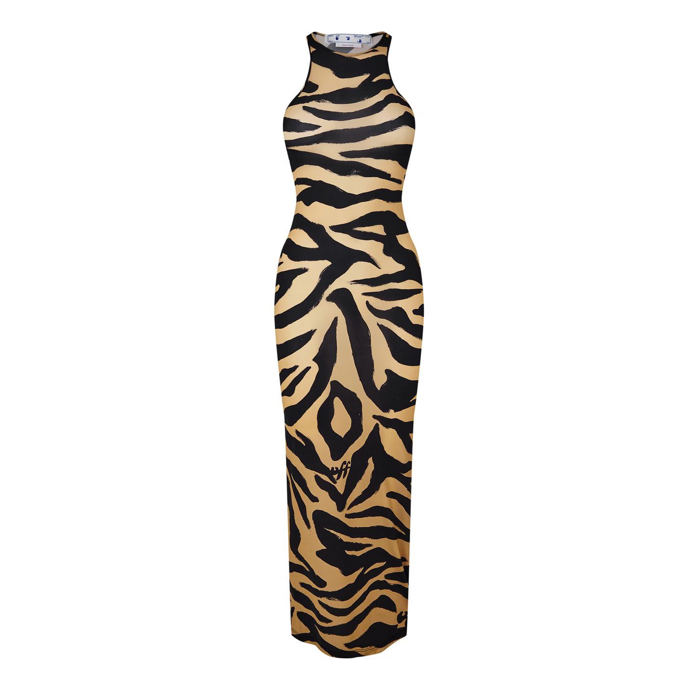 Off-White o1g2r1mq0125 Zebra Print Maxi Dress in Brown & Black Size S / US 4 / IT 40 - 1 Thumbnail
