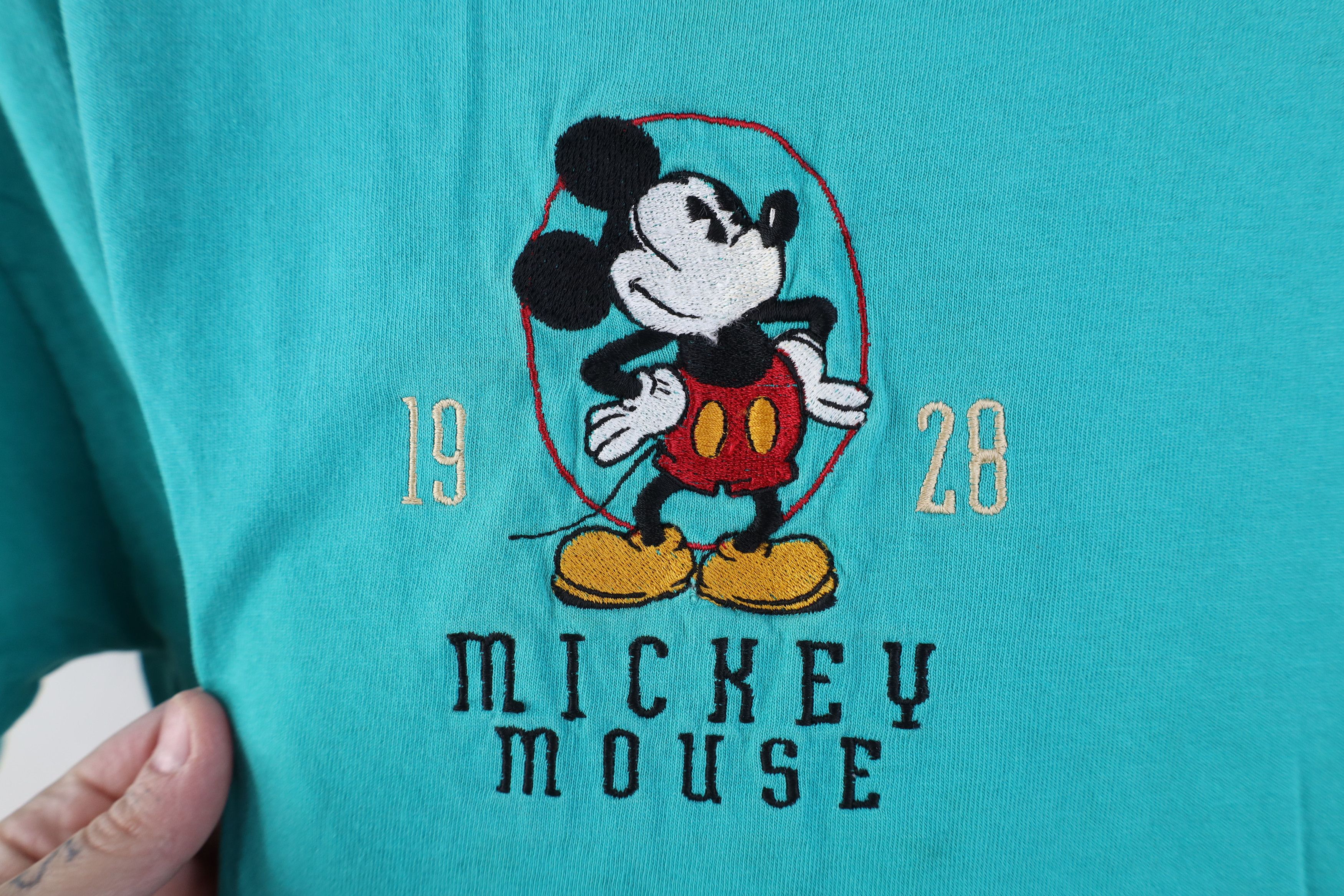 Disney Vintage 80s 90s Disney Mickey Mouse T-Shirt Teal USA Size US S / EU 44-46 / 1 - 4 Thumbnail