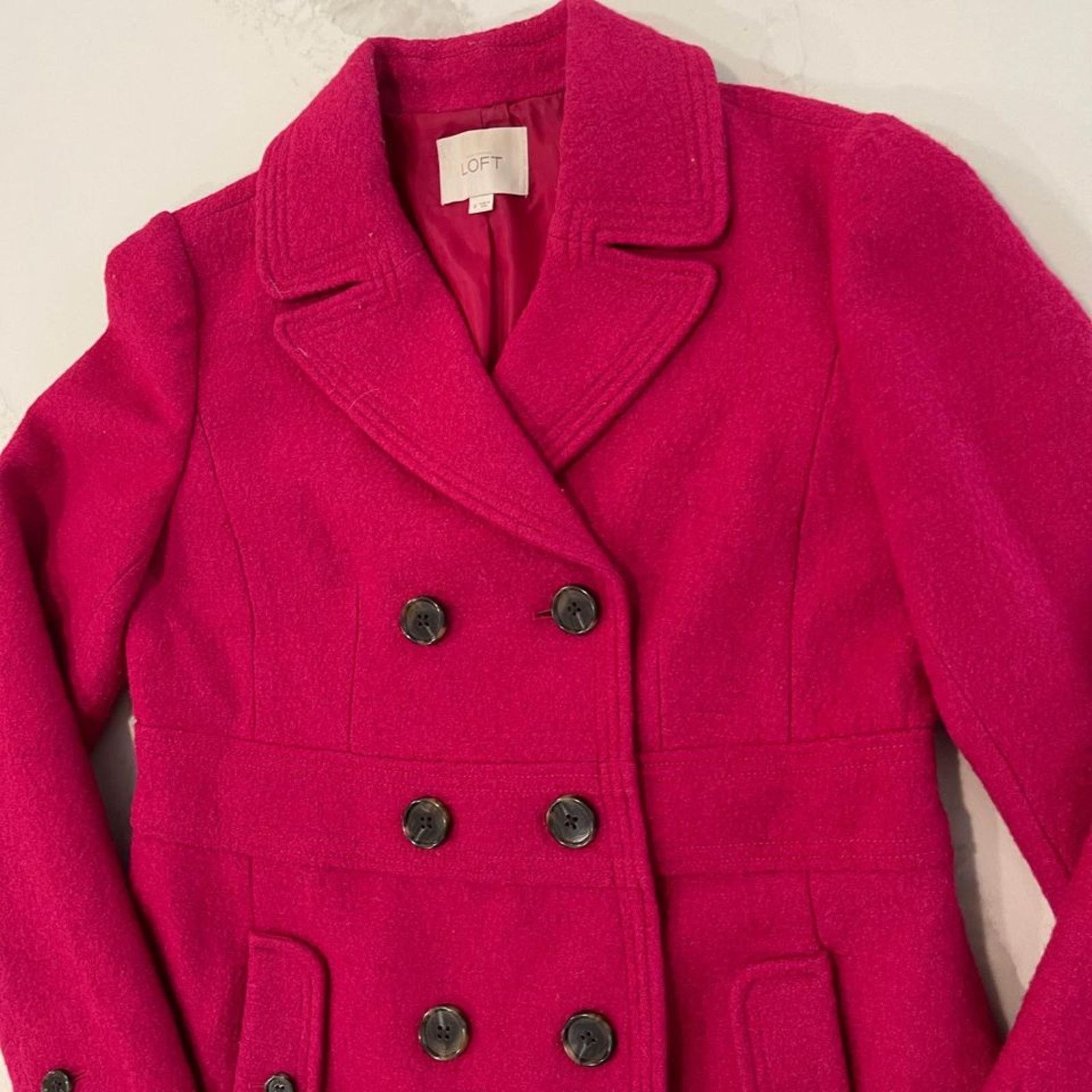 Loft Ann Taylor Loft Magenta Pink Peacoat Wool Blend Women's 6 Size M / US 6-8 / IT 42-44 - 3 Thumbnail