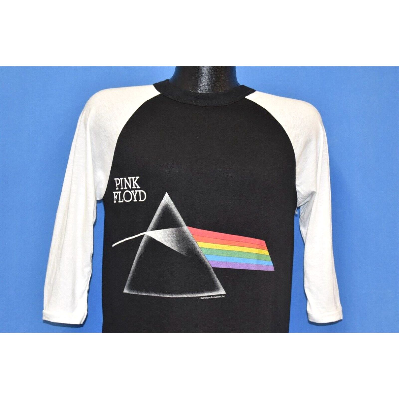 image of Vintage 80's Pink Floyd Momentary Lapse Of Reason 3/4 Sleeve Jersey T-Shirt M in White (Size Medium