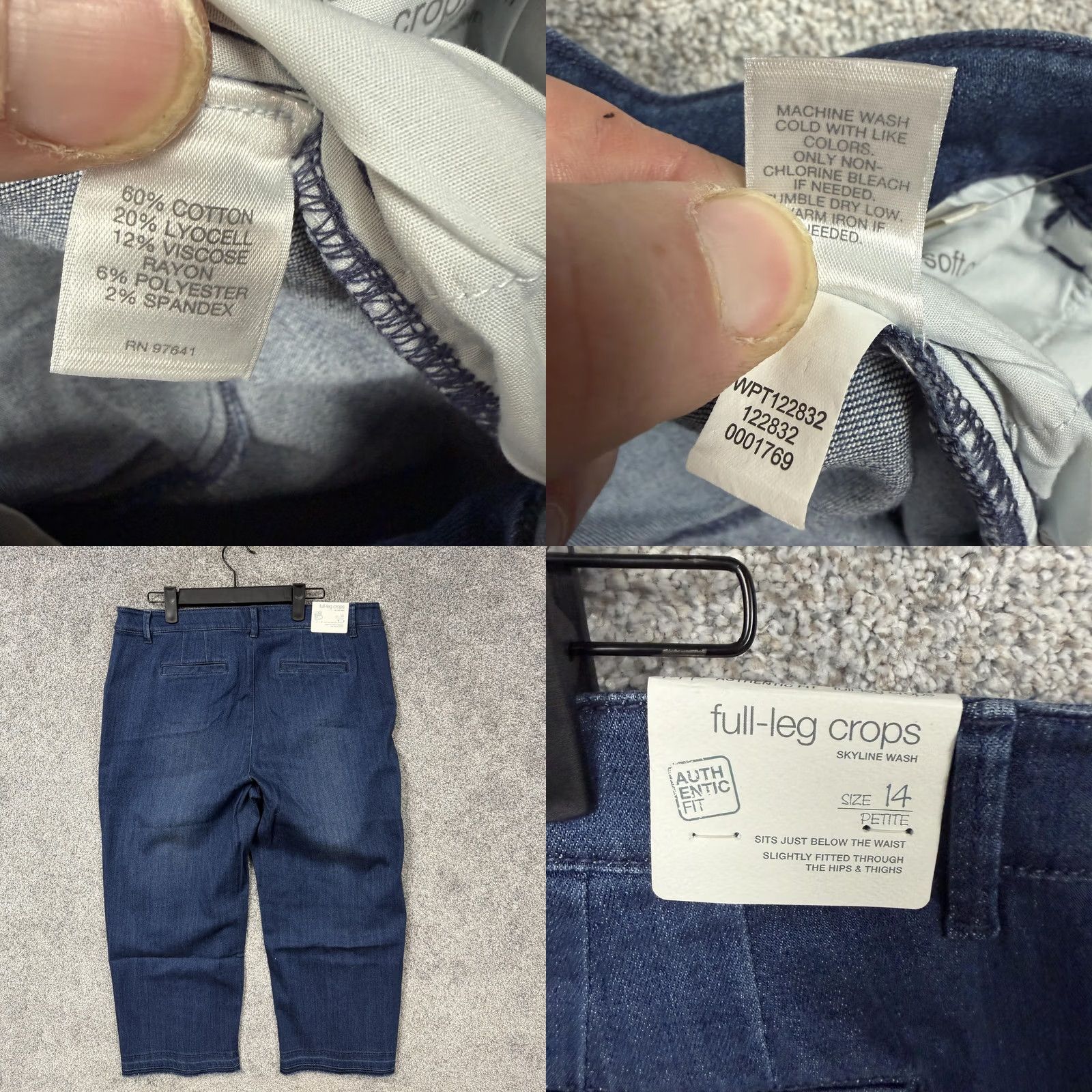 J. Jill J Jill Jeans Womens 14P Crop Denim Stretch Blue Full Leg Inseam 22in 35in Waist Petites mid rise Size 36" / US 14 / IT 50 - 9 Thumbnail