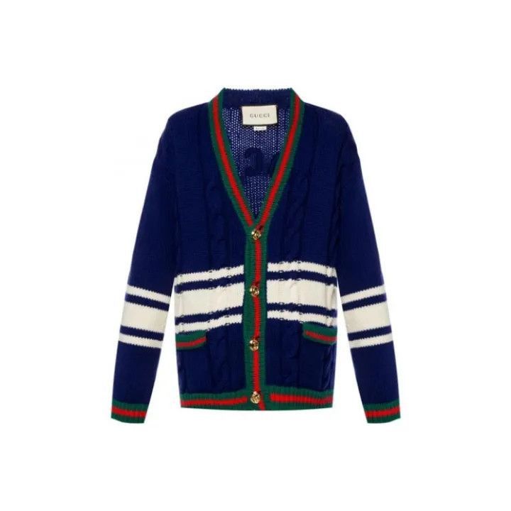 Gucci Gucci Blue Striped Wool Knit Cardigan-2507 Size XS / US 0-2 / IT 36-38 - 7 Thumbnail