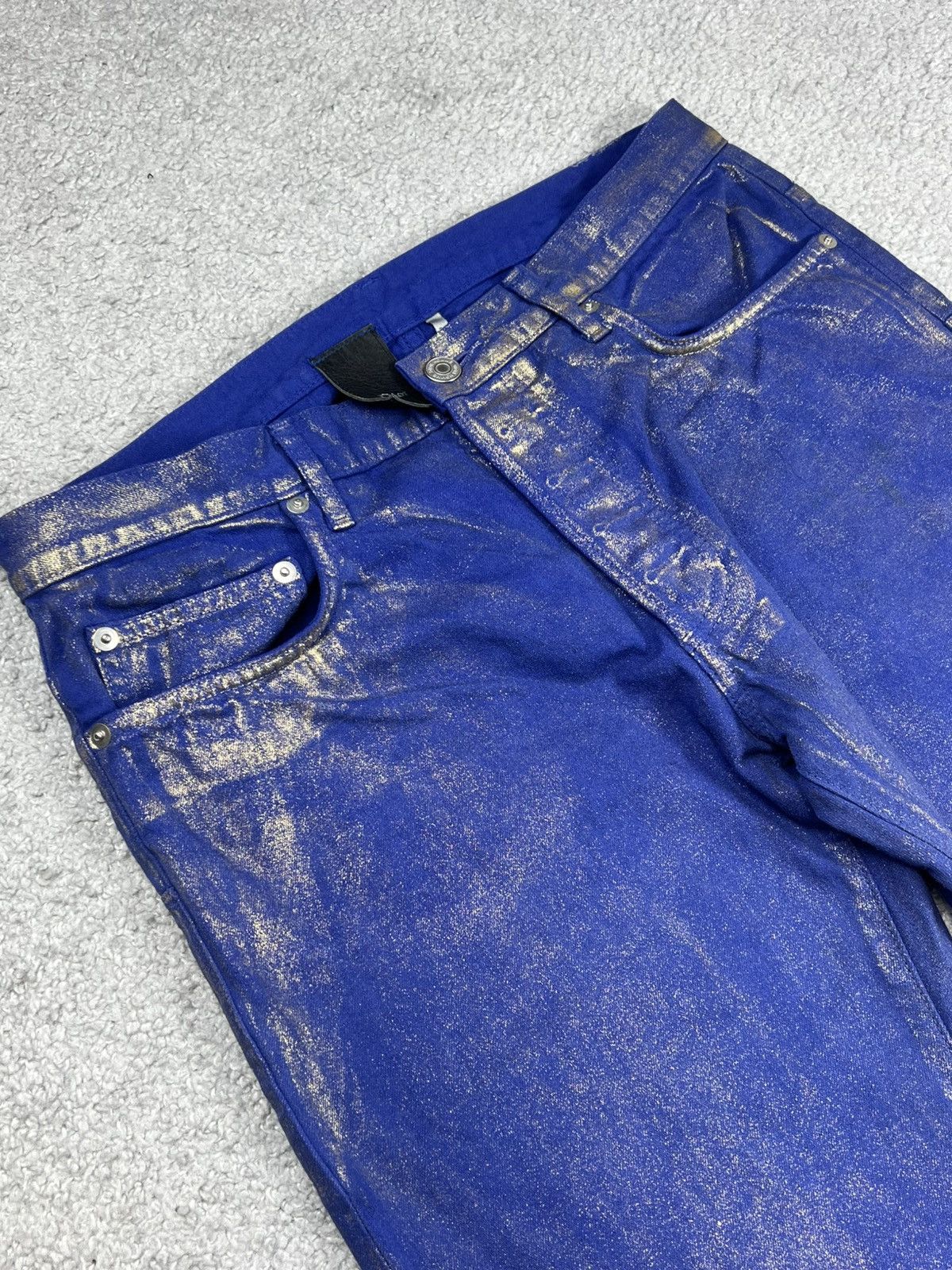 Dior SS09 DIOR HOMME “PLANISPHERE” Luster Gold Waxed Jeans Size US 30 / EU 46 - 7 Thumbnail