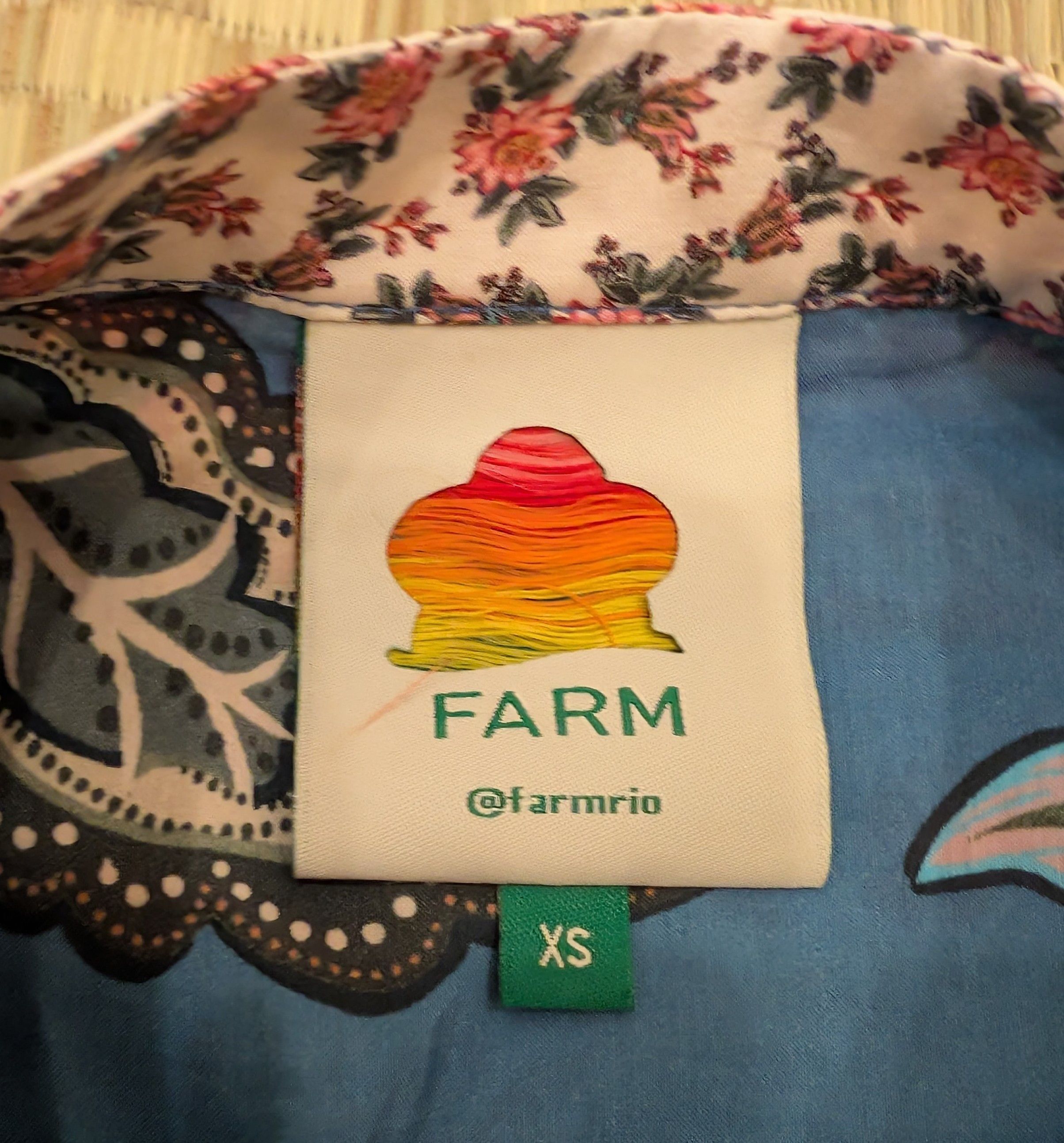 Farm Rio Farm Rio Wonderful Bouquet Blouse Blue Floral Boho Size XS / US 0-2 / IT 36-38 - 3 Thumbnail
