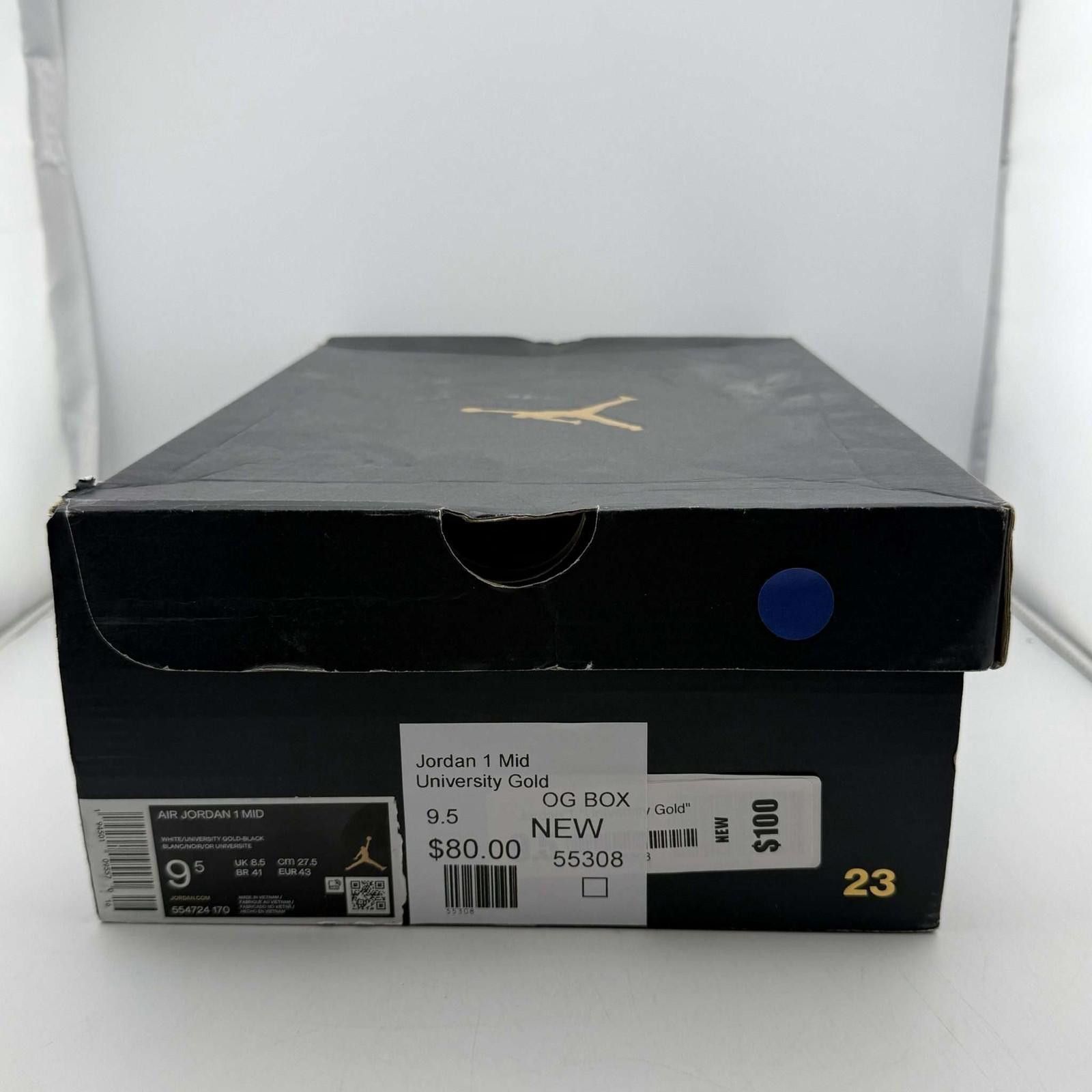 Nike Air Jordan 1 Mid University Gold 9.5 New with Box 554724-170 Size US 9.5 / EU 42-43 - 7 Thumbnail