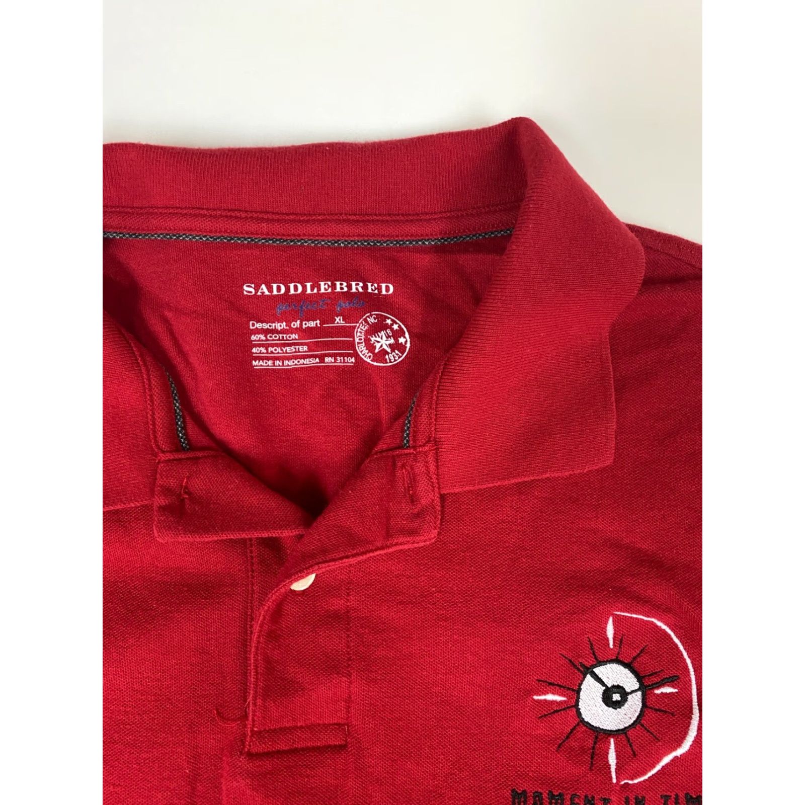 Vintage Saddlebred Polo Shirt Mens XL Red Solid Short Sleeve Collared Knit Polyester Logo Breathable Golf Vintage: No (if allowed) Size US XL / EU 56 / 4 - 4 Thumbnail
