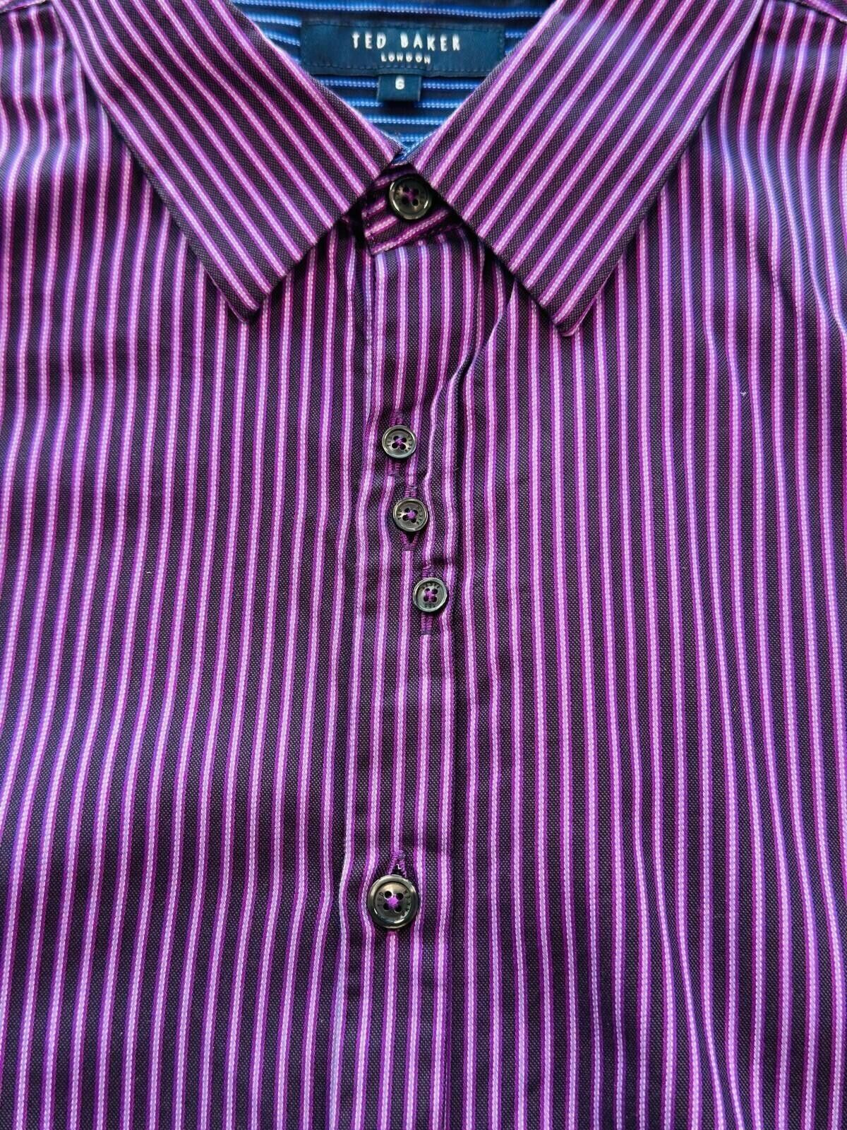 Ted Baker Ted Baker 6 Shirt Men's UK Size 2XL Purple Pinstripe Size 48R - 12 Thumbnail