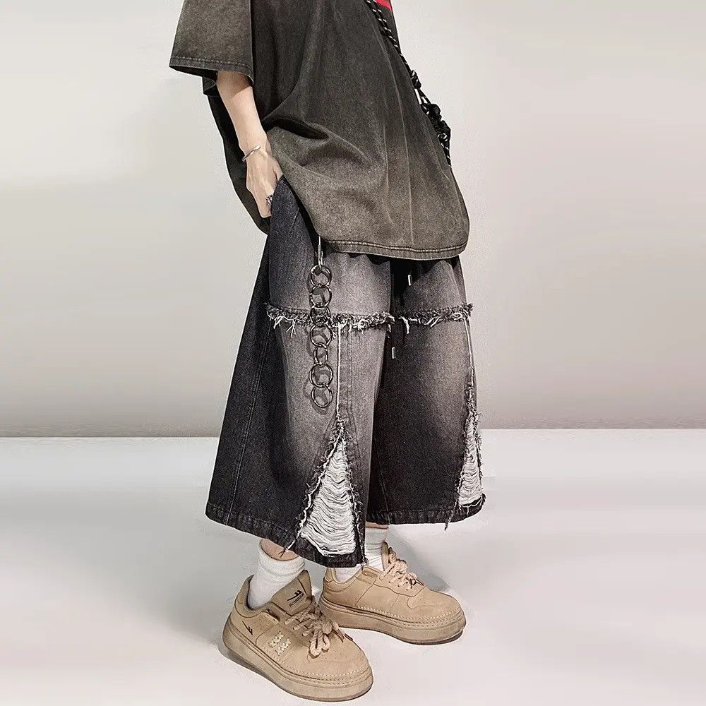 Japanese Brand × Jean Patchwork Baggy Denim Jean Shorts Size US 30 / EU 46 - 3 Thumbnail