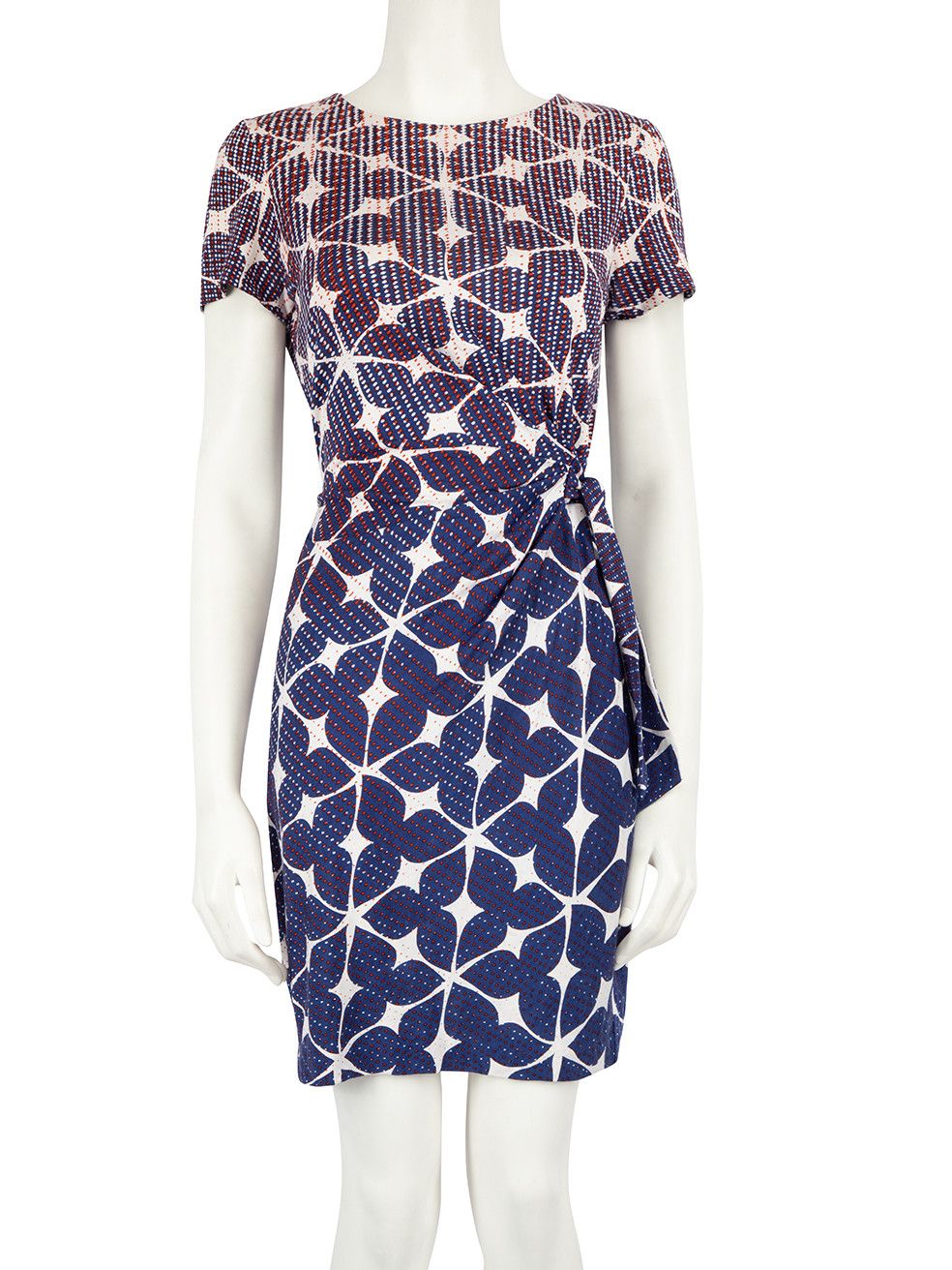 image of Diane Von Furstenberg Blue Zoe Abstract Mini Dress, Women's (Size Medium)