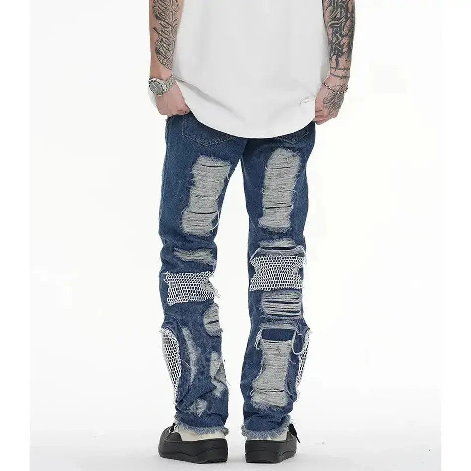 Japanese Brand Ripped Straight Frayed Loose Harajuku Style With Scuffs Size US 32 / EU 48 - 2 Thumbnail