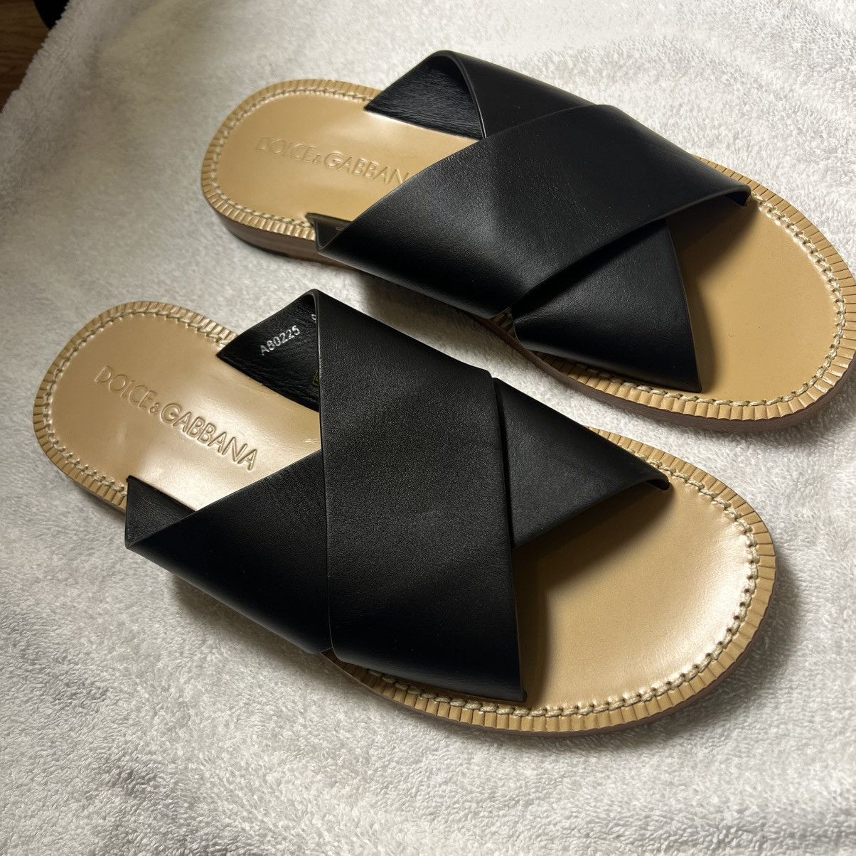 Dolce & Gabbana Dolce & Gabbana Men’s Leather Slides Size US 9 / EU 42 - 1 Thumbnail