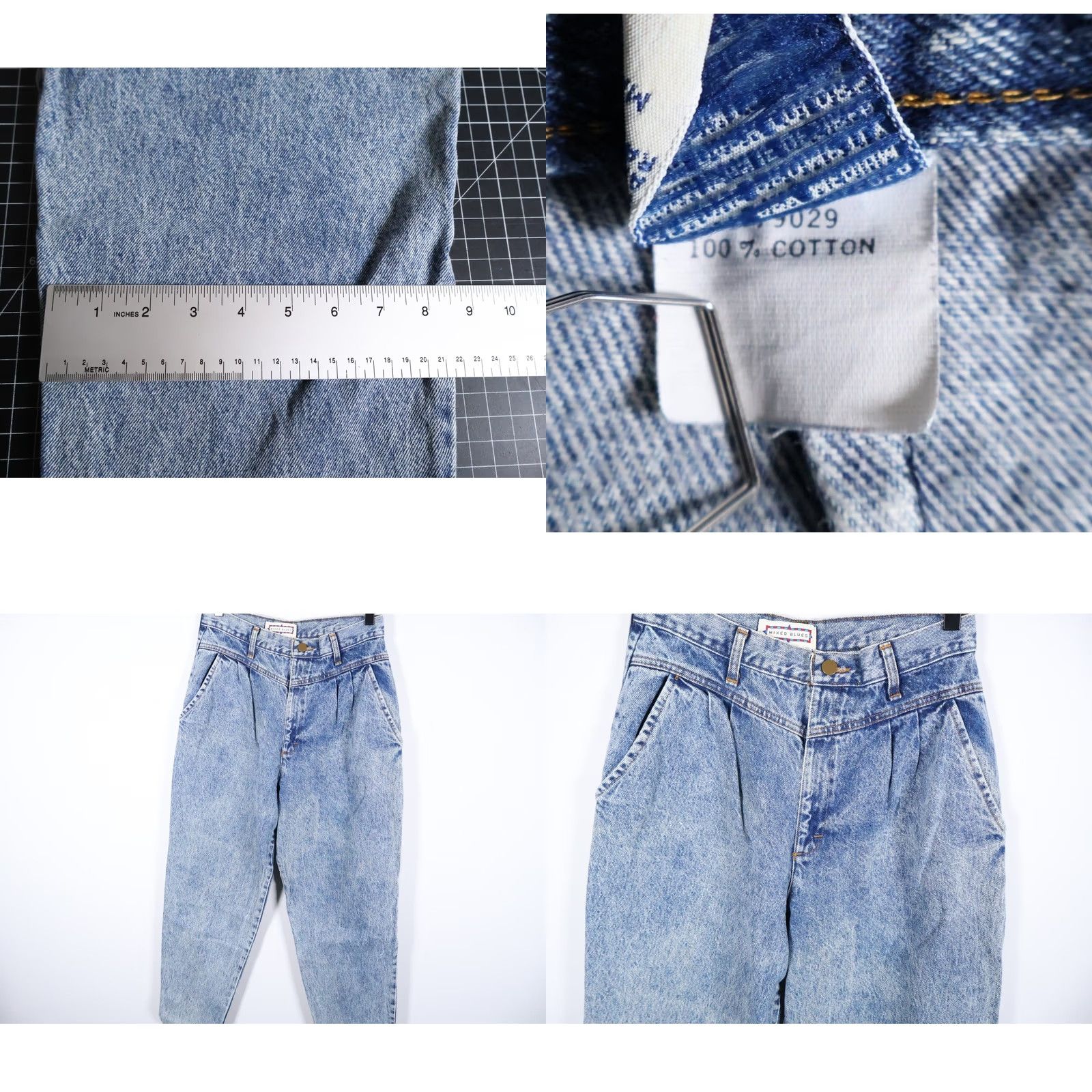 Vintage VINTAGE Mixed Blues Jeans 90s Pleated High-Waisted Mom 28 x 29 Blue Acid Wash 100% Cotton Womens Size 28" / US 6 / IT 42 - 9 Thumbnail