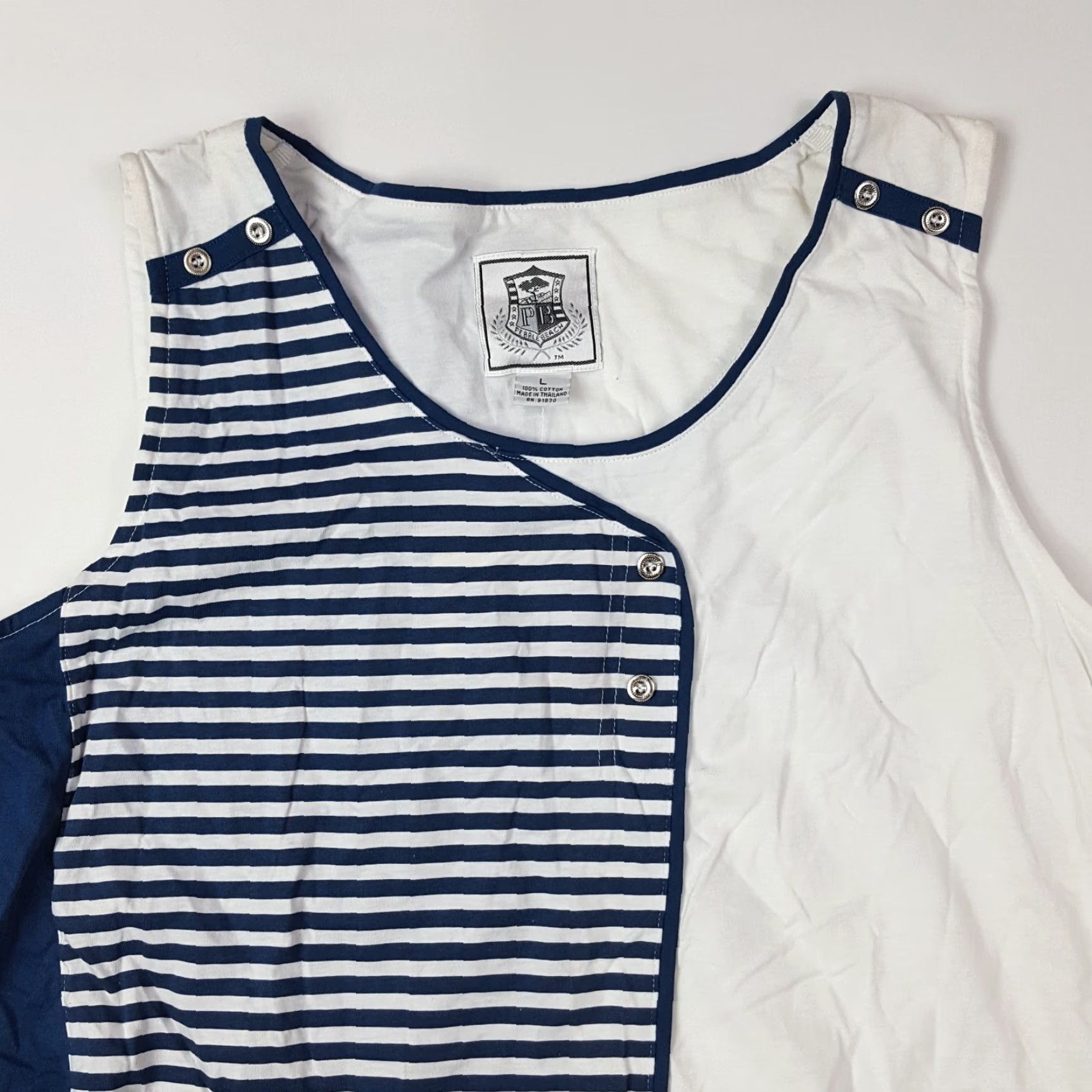 Vintage Pebble Beach Women's Large Striped Sleeveless Golf Athletic Sports T Shirt Top Size L / US 10 / IT 46 - 2 Thumbnail