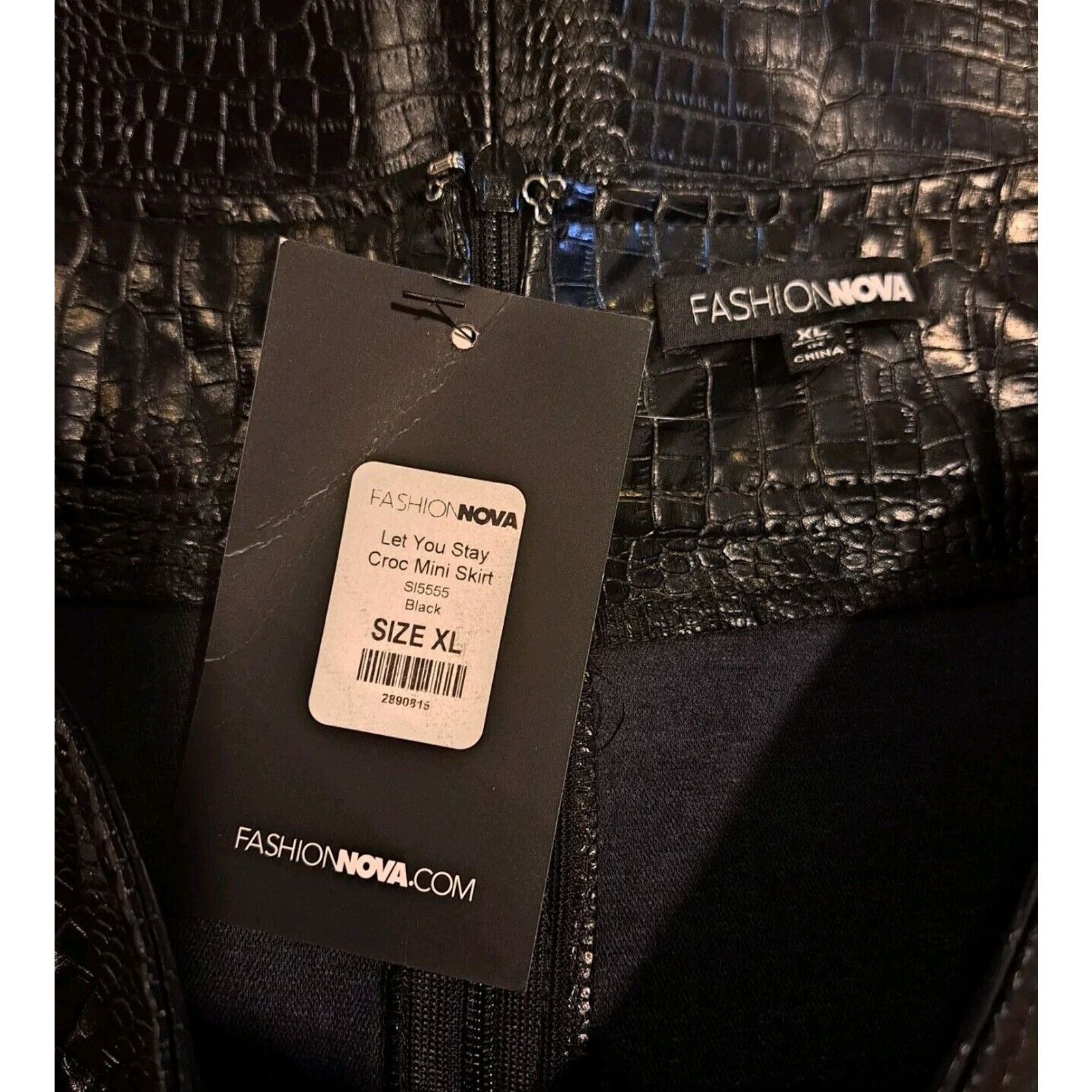 Other Fashion Nova Let You Stay Mini Skirt Black Faux Crocodile XL Size 32" / US 10 / IT 46 - 10 Thumbnail