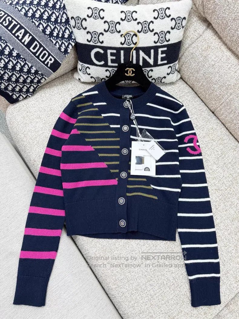 Chanel Chanel Colorful striped long-sleeved knitted cardigan coat Size XXS / US 00 / IT 34 - 2 Thumbnail