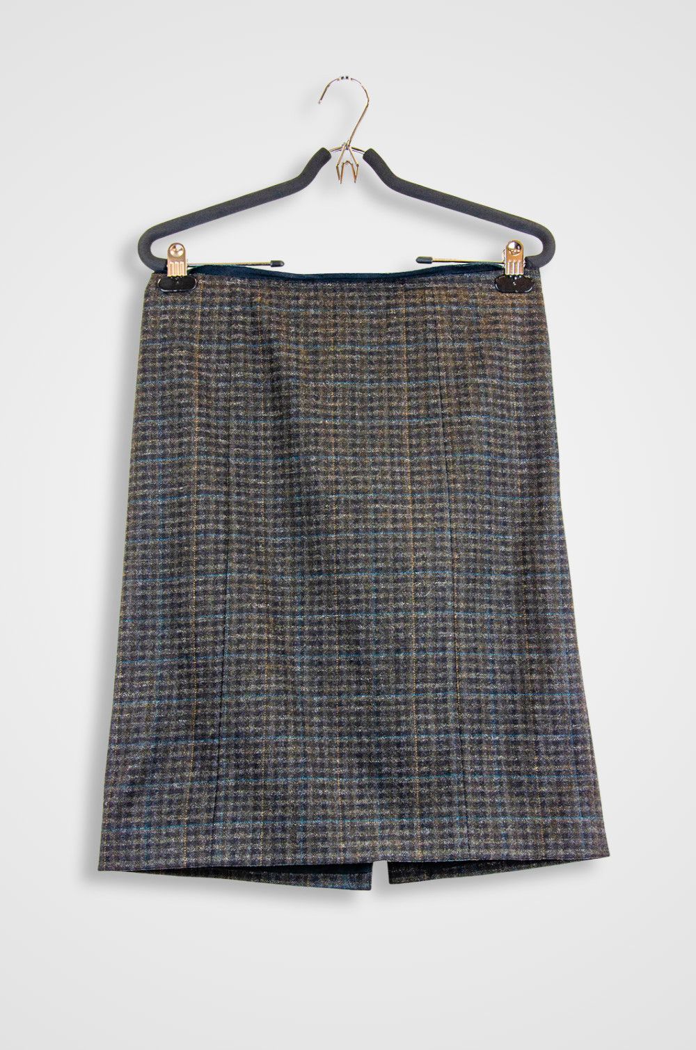 Prada Prada Checked Wool Midi Skirt Brown Grey Size IT40 Size 27" / US 4 / IT 40 - 1 Thumbnail