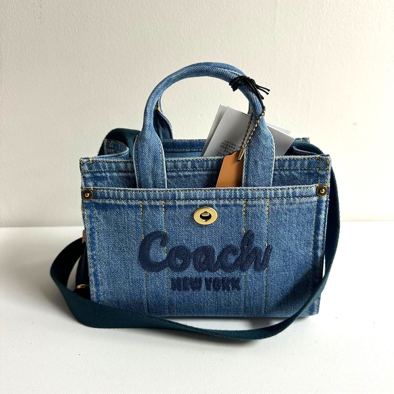 Coach Coach Mini Denim Cargo Tote Bag 20 Brass / Indigo CZ100 NWT Size ONE SIZE - 3 Thumbnail