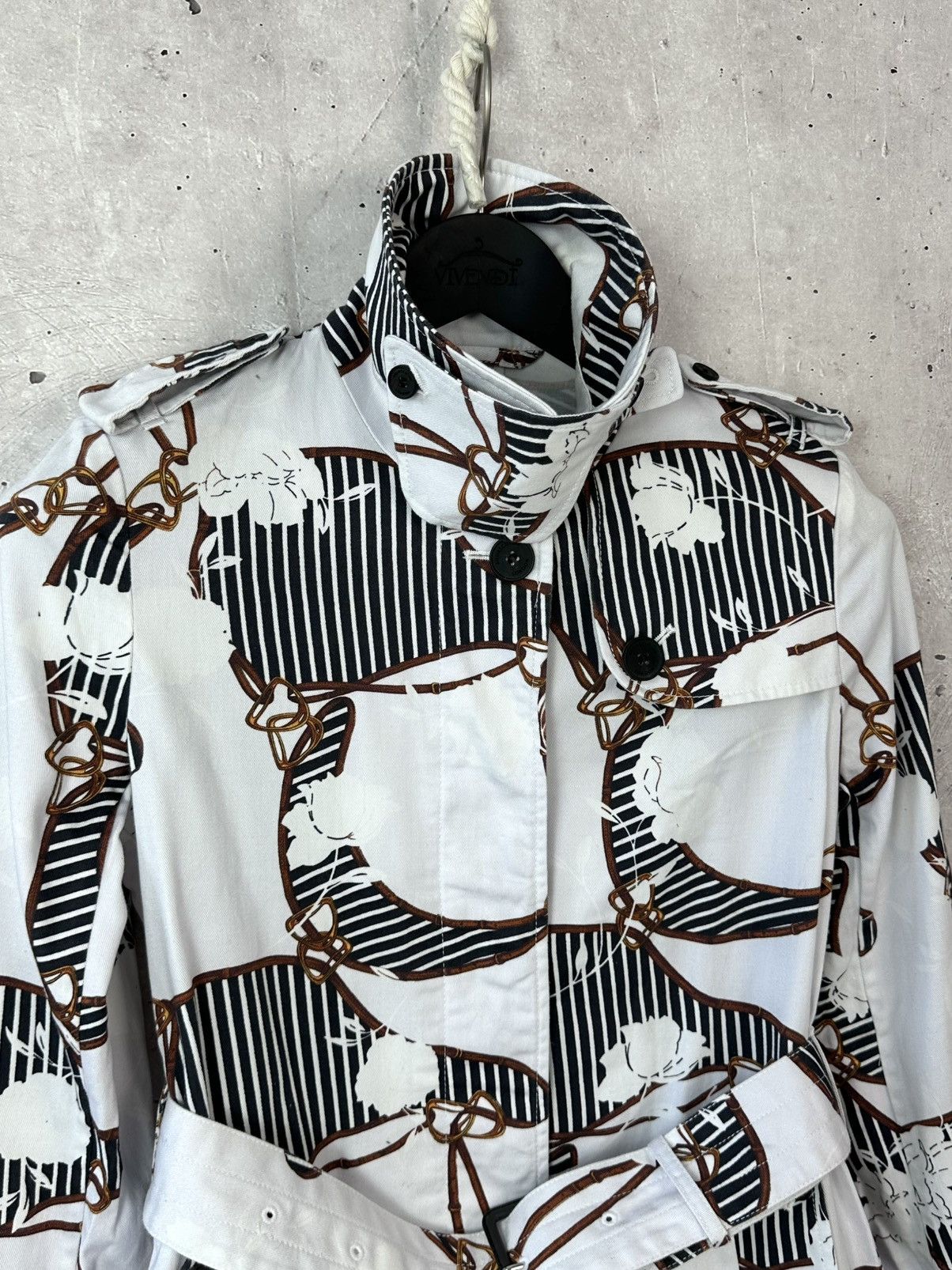 Aquascutum Aquascutum Heritage Floral White Cotton Belt Trench Coat Size XS / US 0-2 / IT 36-38 - 8 Thumbnail