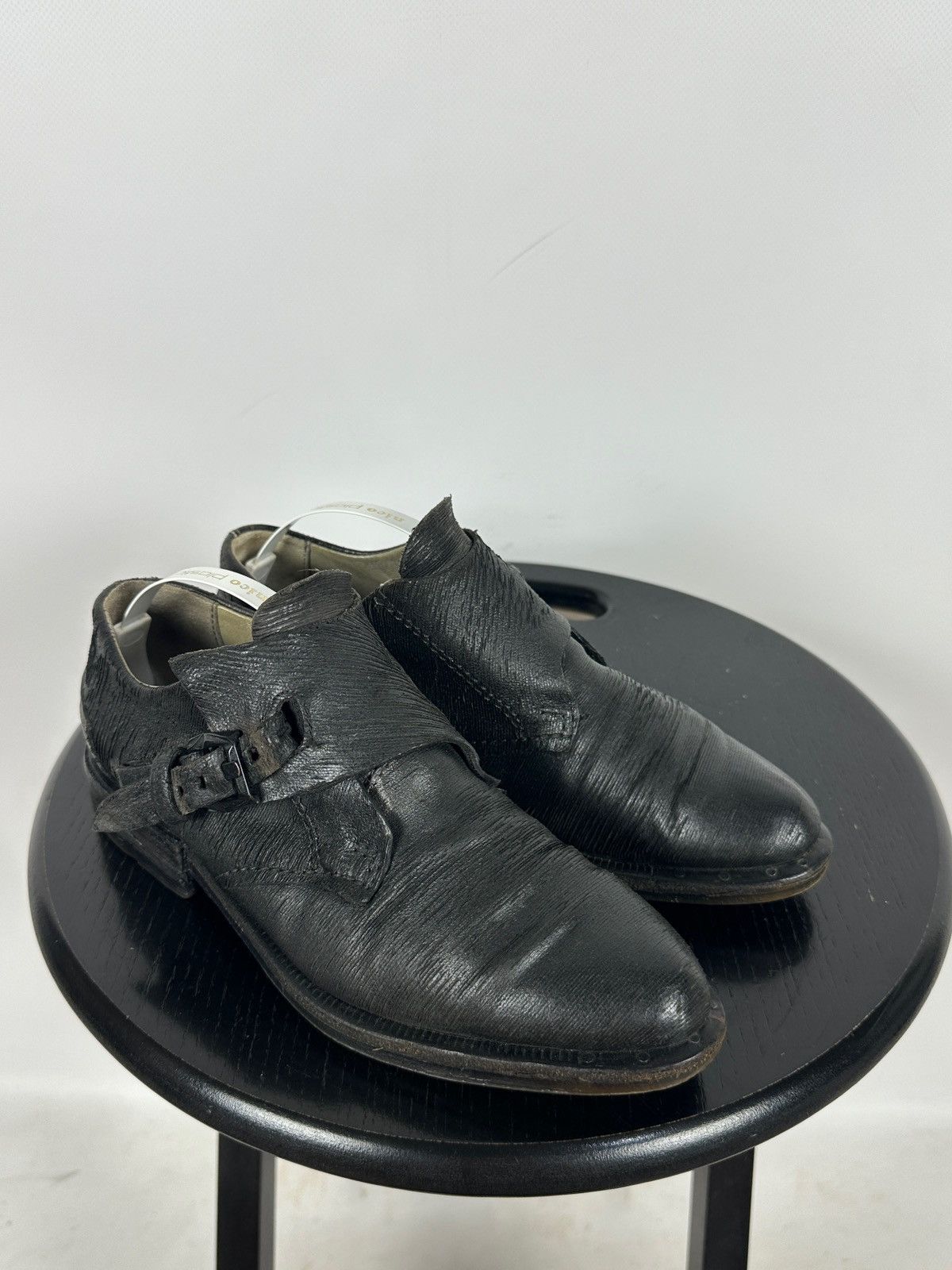 A.S.98 A.S.98 Black Distressed Leather Monk Strap Shoes Size US 6 / IT 36 - 6 Thumbnail