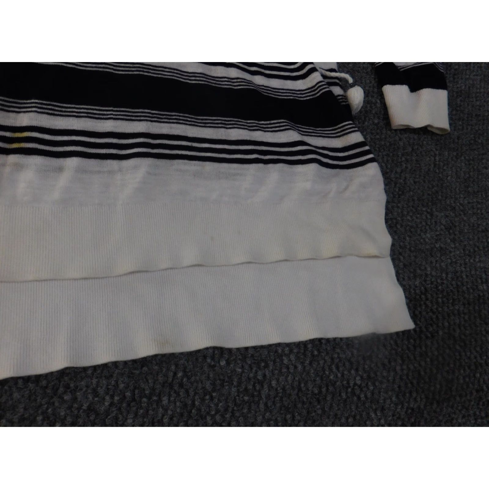 Loft LOFT Sweater Womens Small Black White Striped Long Sleeve Tunic Pullover Cotton V-Neck Drawstring Tassels Tunic Lightweight Knits Size S / US 4 / IT 40 - 6 Thumbnail