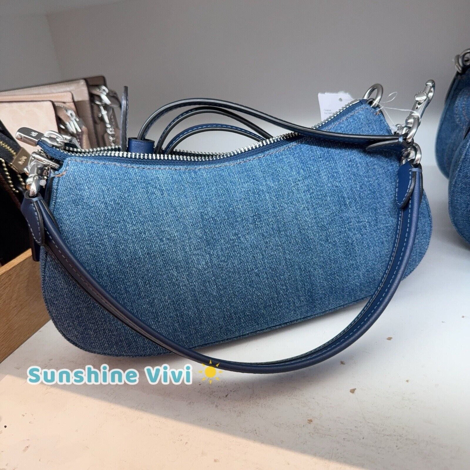 Coach NWT Coach Ashton Bag In Signature Denim CAK44 Silver/Indigo Size ONE SIZE - 3 Thumbnail