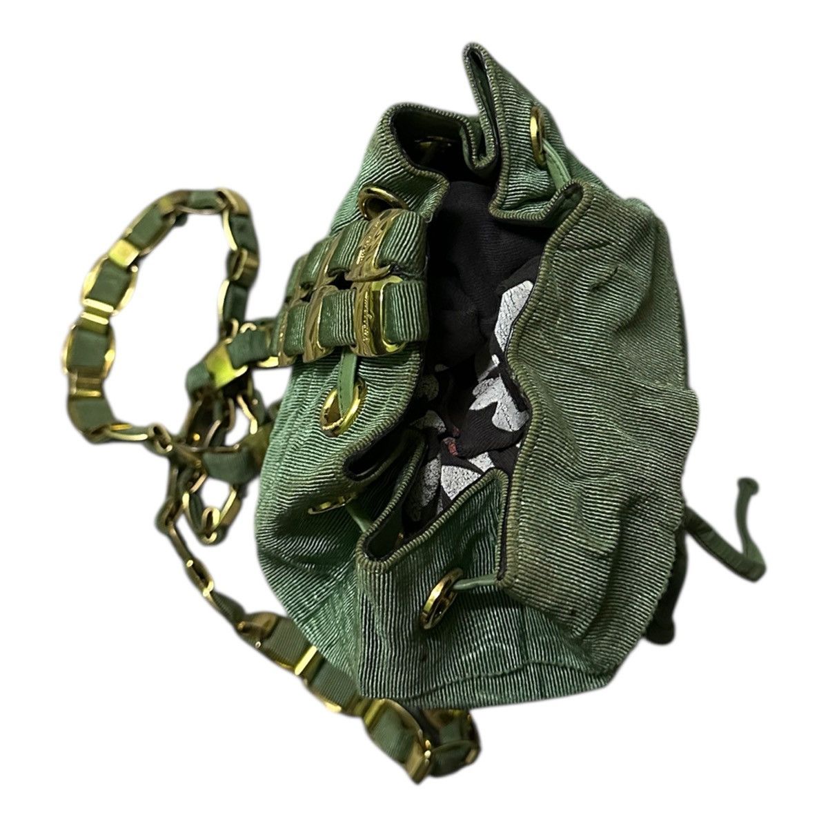 Salvatore Ferragamo Salvatore Ferragamo green ruffle canvas bucket backpack Size ONE SIZE - 6 Thumbnail