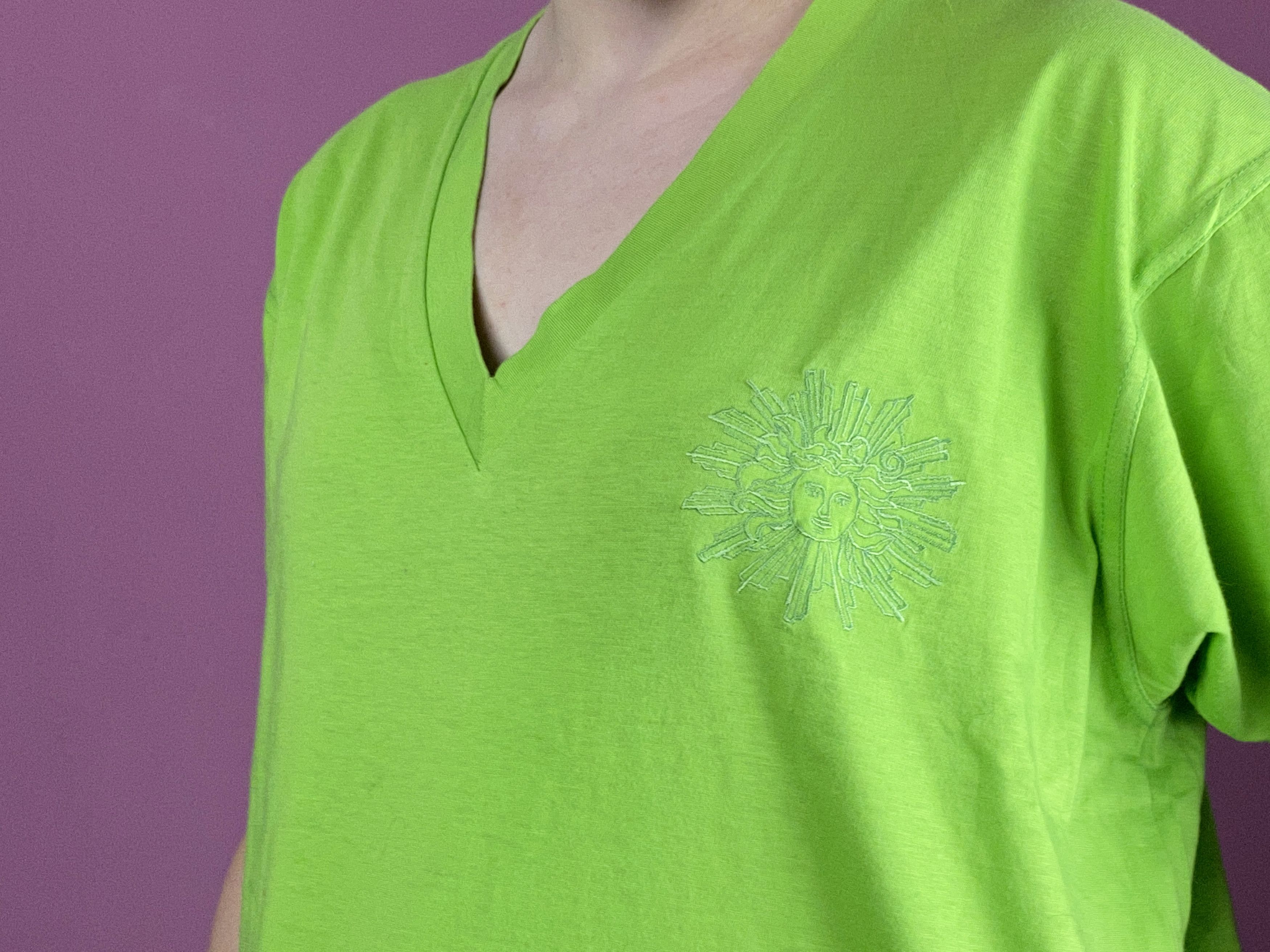 Versace × Vintage 90s Versace Sport Vintage Women's V Neck T-Shirt - L Size S / US 4 / IT 40 - 5 Thumbnail