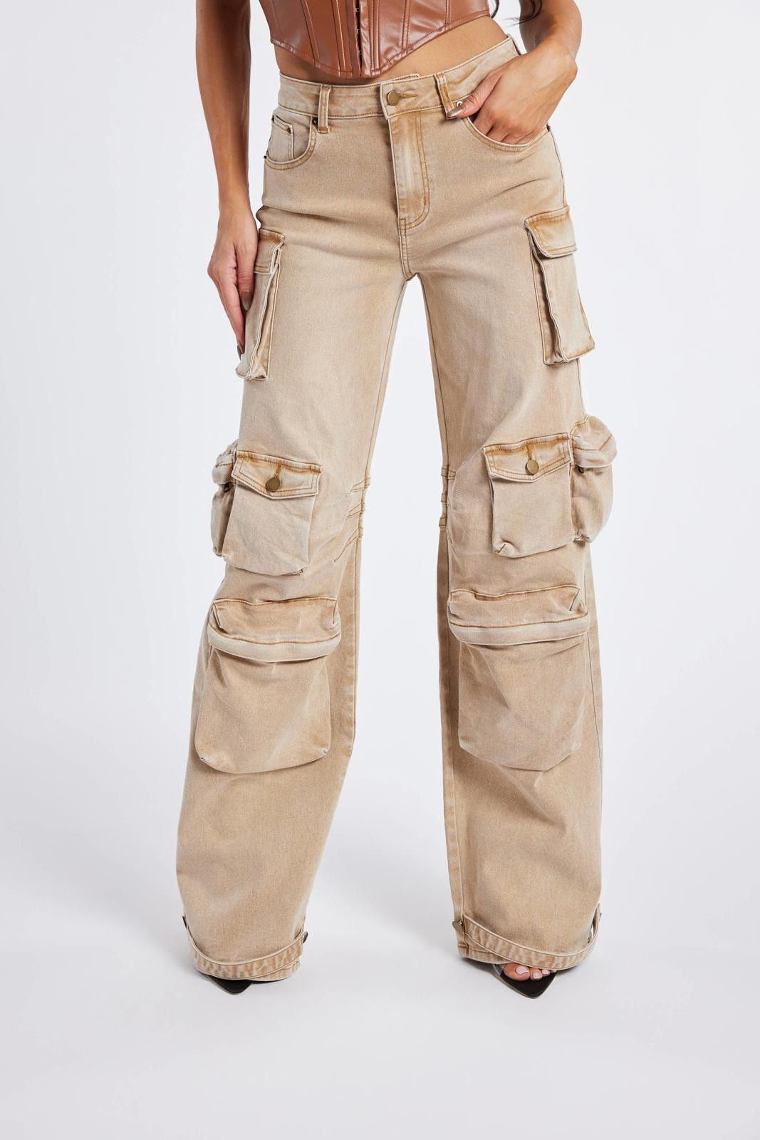 Other Light Washed Cargo Jeans by WFFS Size 32" / US 10 / IT 46 - 7 Thumbnail