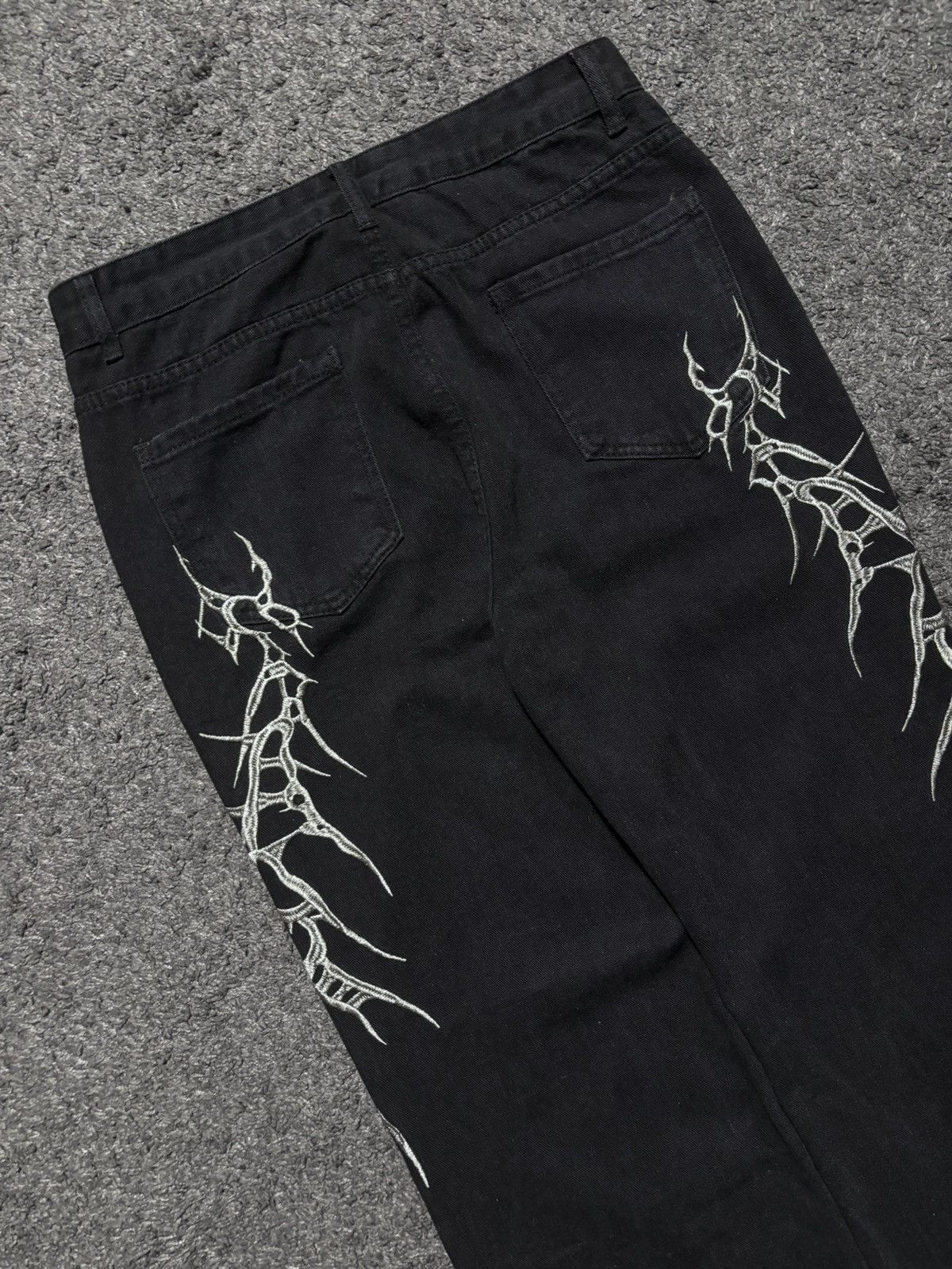 Jean × Vintage Vintage streetwear very rare spike silver flared black jeans Size US 34 / EU 50 - 12 Thumbnail