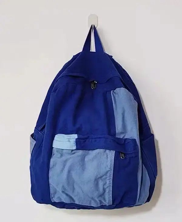 Japanese Brand Retro patchwork canvas backpack school bag aesthetic Size ONE SIZE - 4 Thumbnail