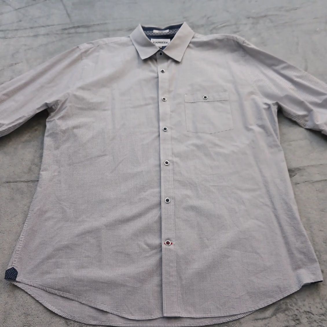 Express Express Shirt Mens XL Blue Check Long Sleeve Button-Up Cotton Size US XL / EU 56 / 4 - 4 Thumbnail
