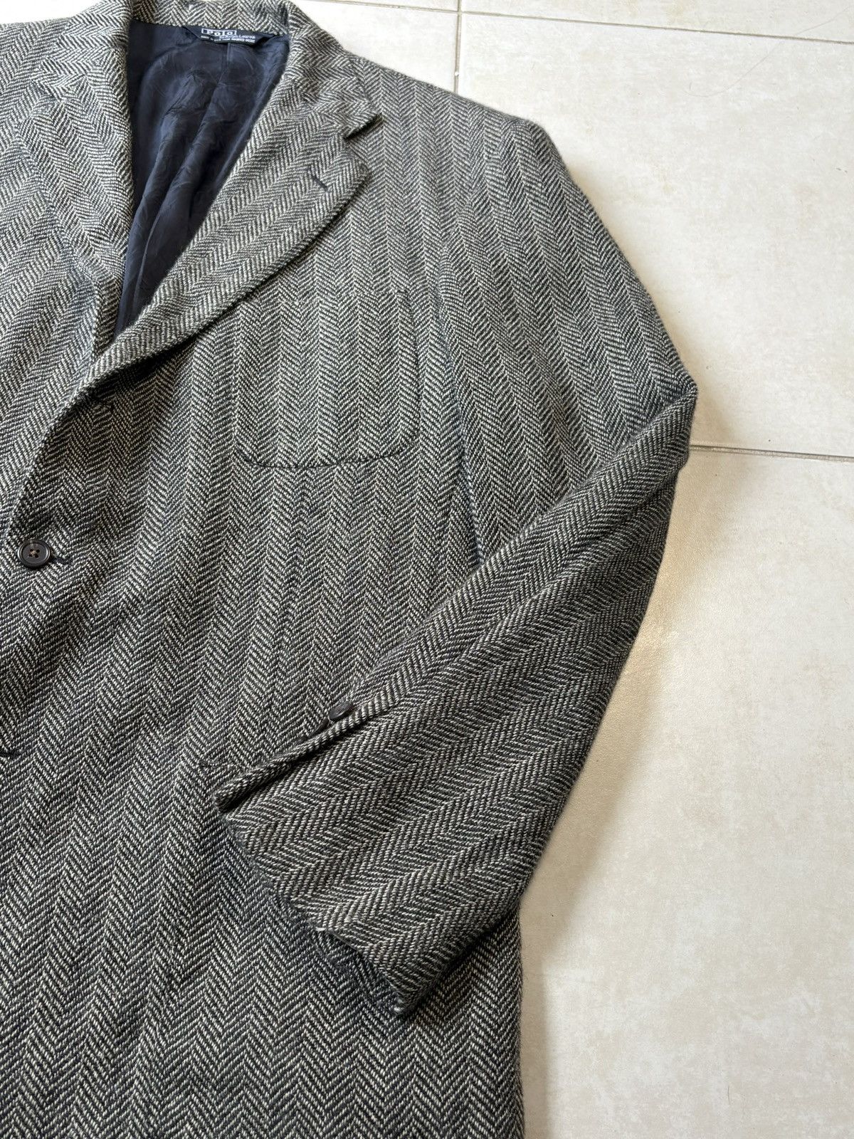 Polo Ralph Lauren Herringbone Tweed Blazer Ralph Lauren Men 42R Vintage USA Size 42R - 3 Thumbnail
