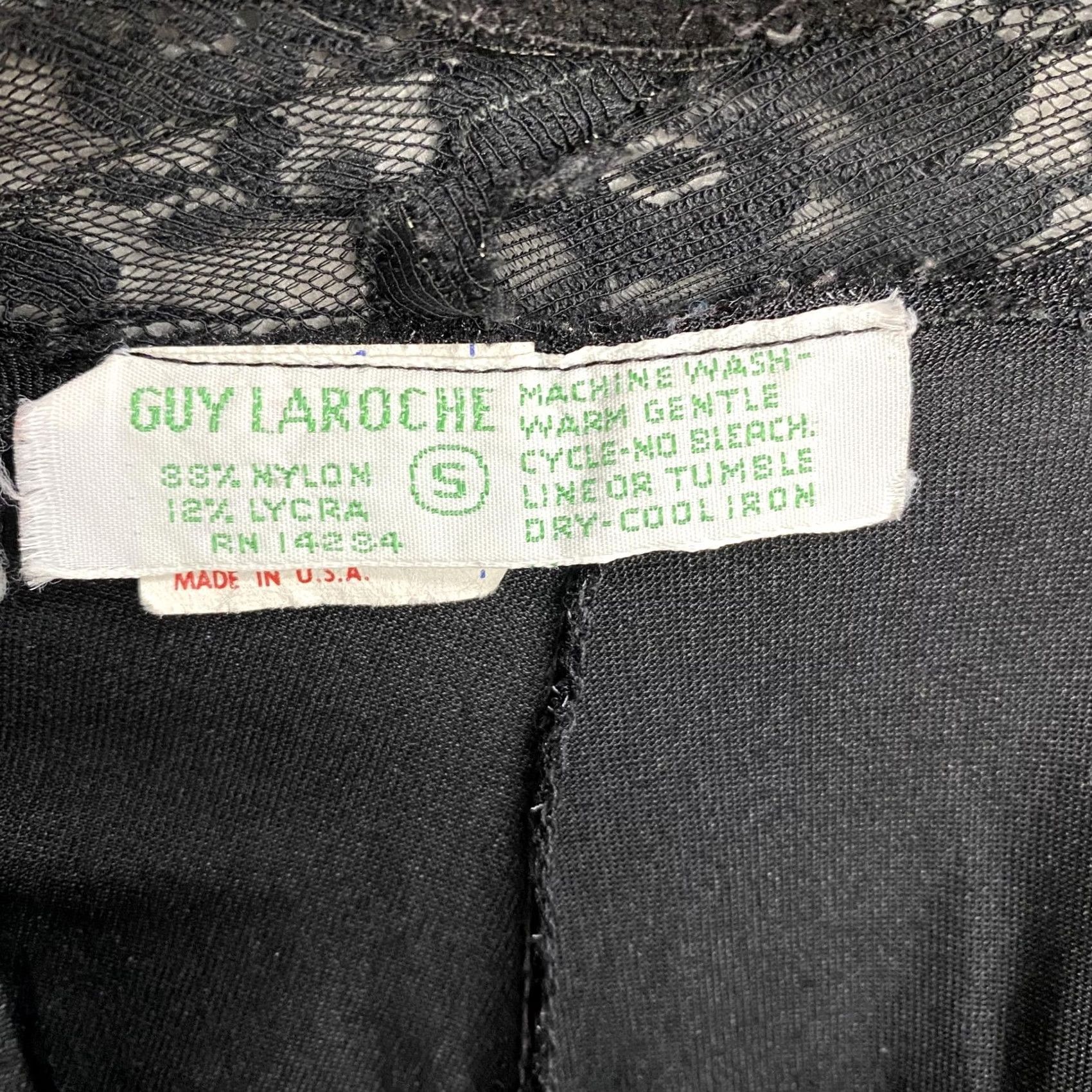 Guy Laroche VINTAGE Guy Laroche Bodysuit Women's Small Black Lace One Piece Nylon Spandex High Leg 80s 90s Union USA Size S / US 4 / IT 40 - 6 Thumbnail