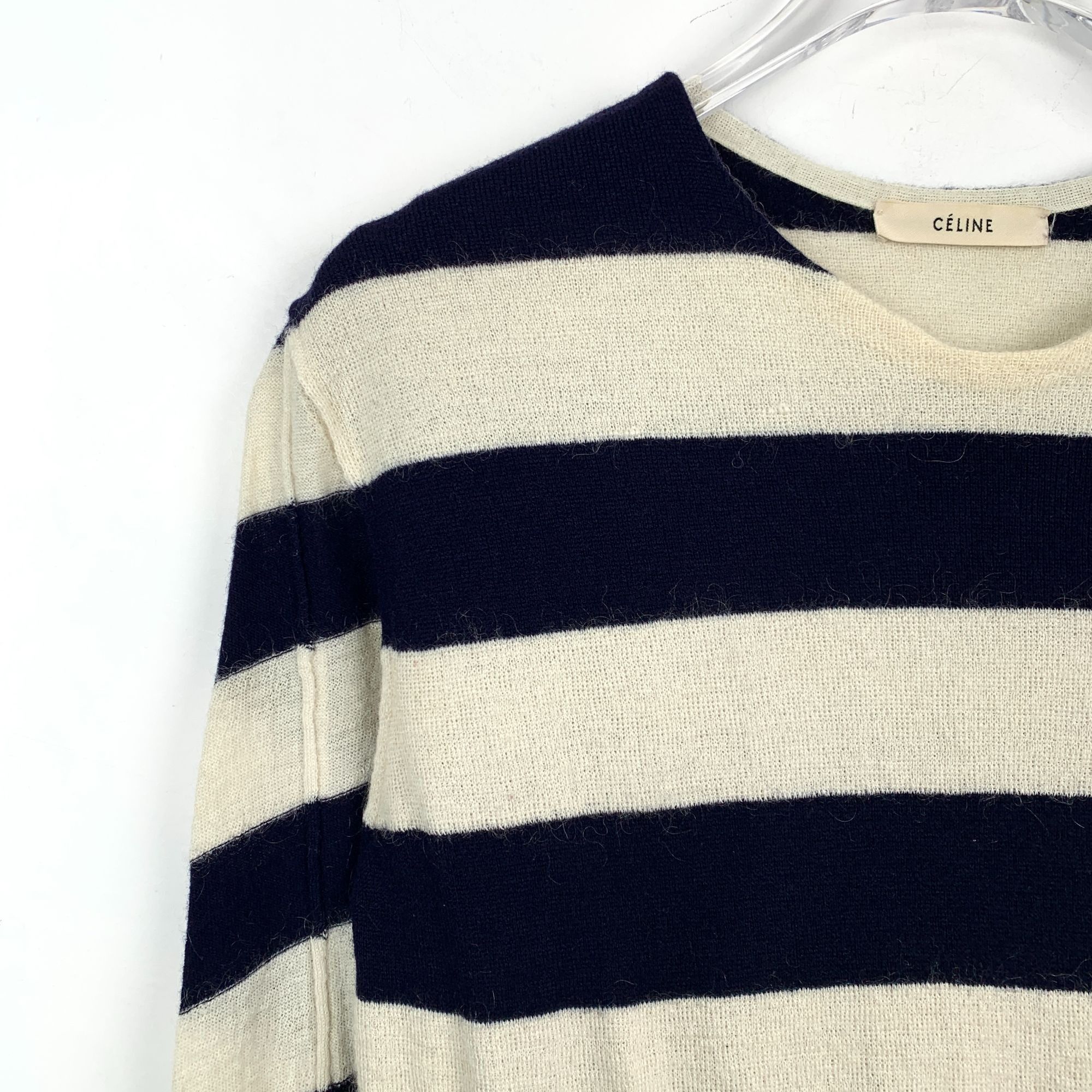 Celine Celine Striped Wool & Mohair Long-Sleeve Dress With Fringe H Size S / US 4 / IT 40 - 11 Thumbnail