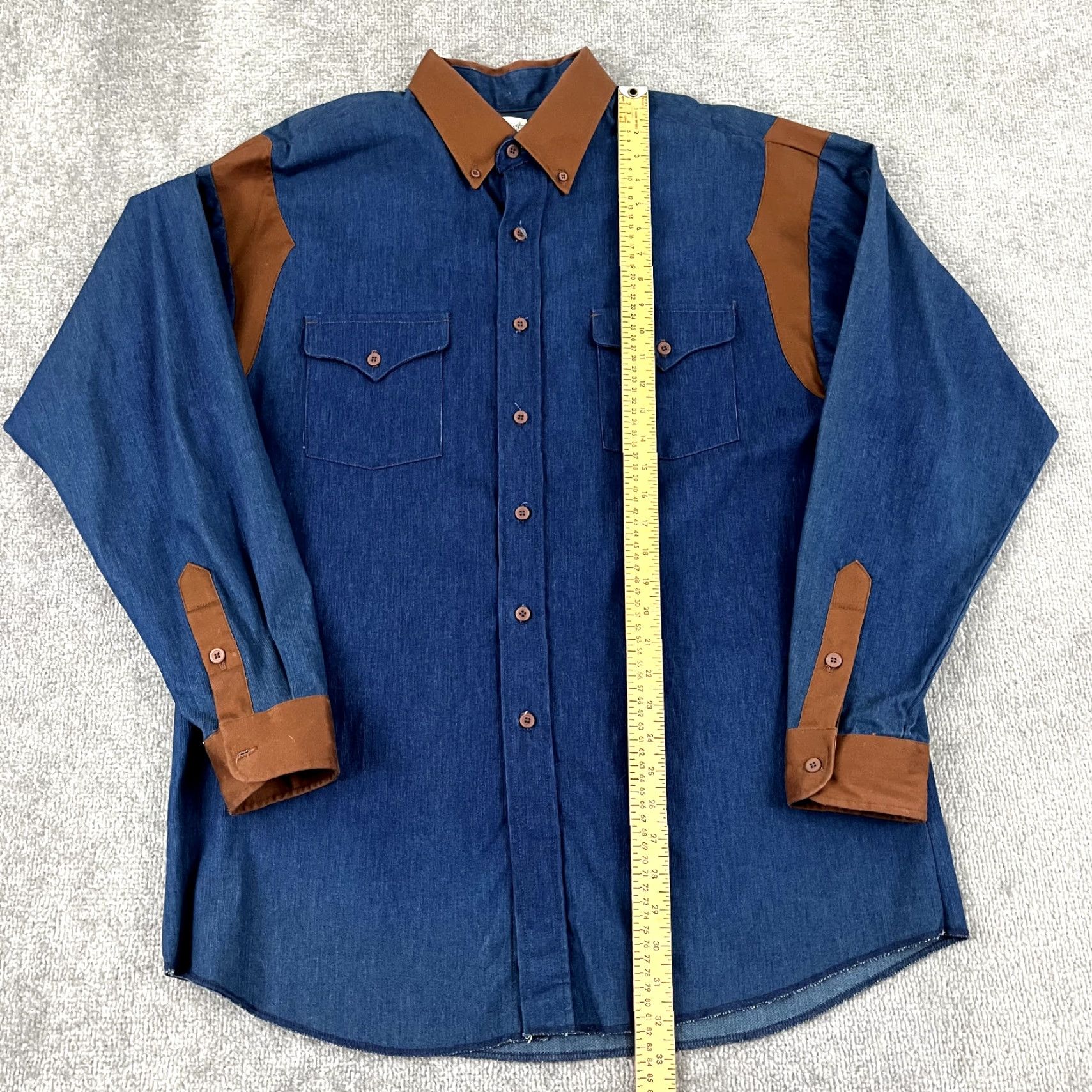 Vintage VINTAGE Panhandle Slim Button-Up Shirt Mens Large 16.5 Blue Solid Western Rodeo USA Size US L / EU 52-54 / 3 - 4 Thumbnail