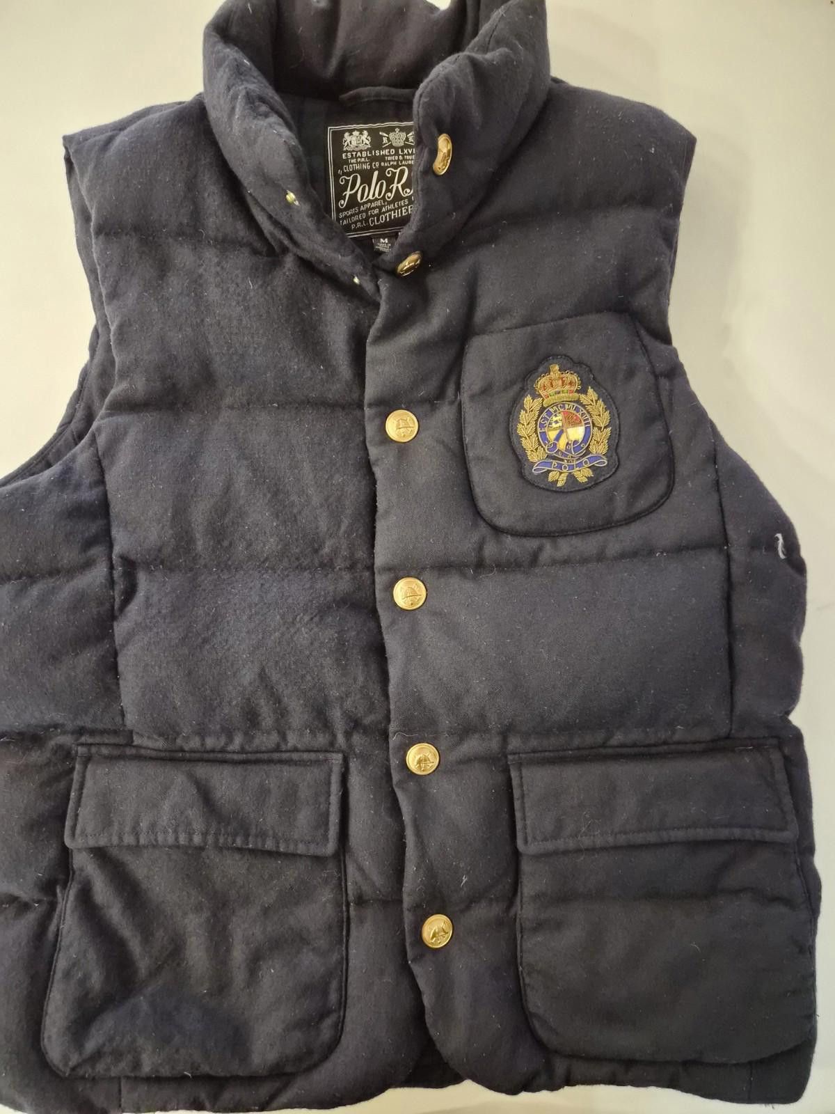 Polo Ralph Lauren Polo Ralph Lauren Crest Vest Wool White Duck Down Navy M Size US M / EU 48-50 / 2 - 1 Thumbnail